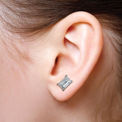 0.50 Each total 1.00 Carat Weight Emarald diamond studs.