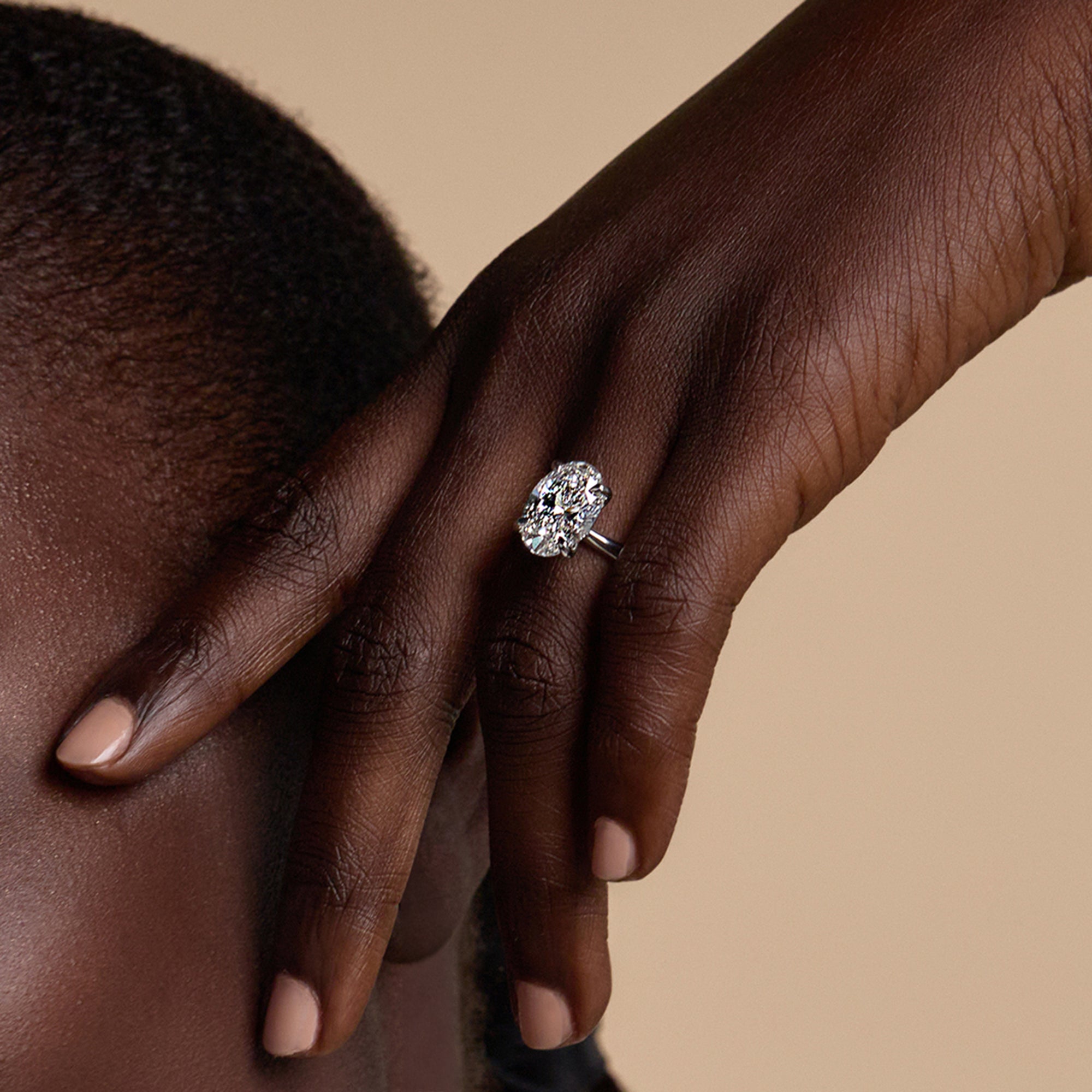 2 ctw Oval Lab Grown Diamond Petite Solitaire Engagement Ring