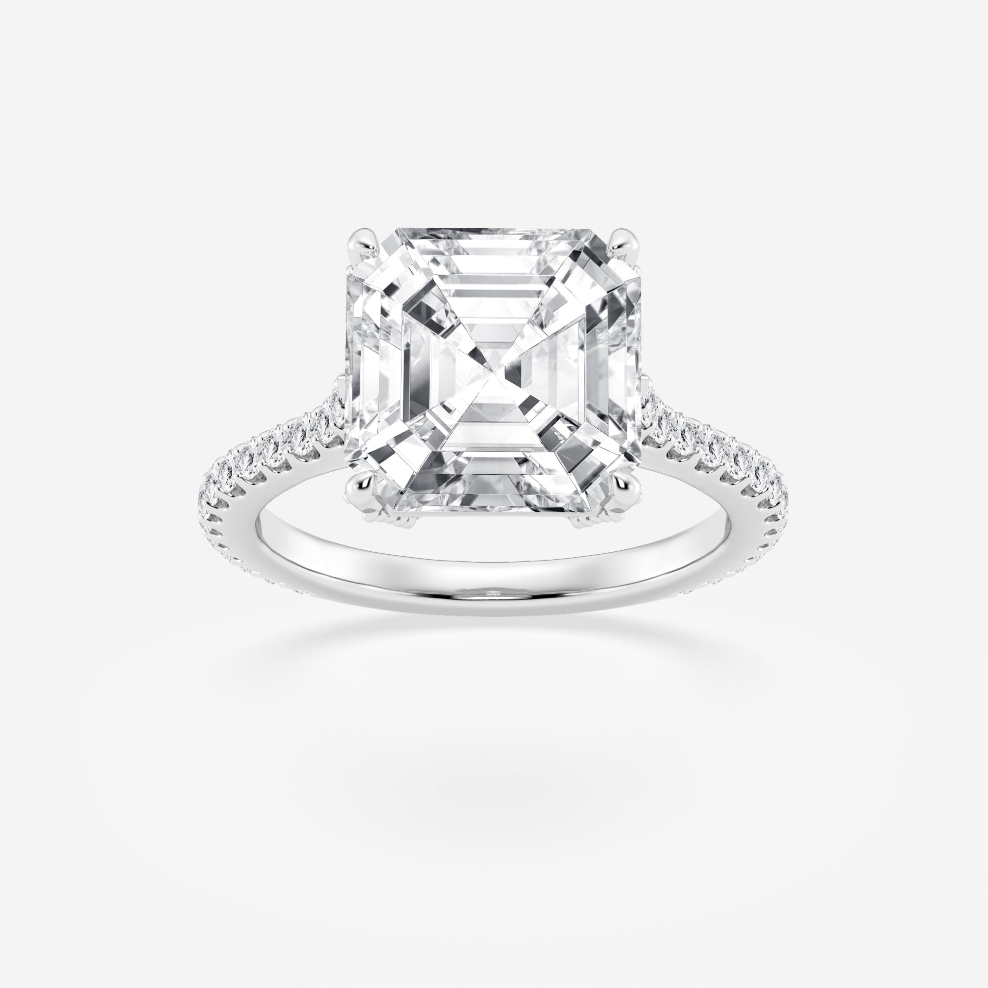 Badgley Mischka Near-Colorless 8 ctw Asscher Lab Grown Diamond Solitaire Engagement Ring with Side Accents