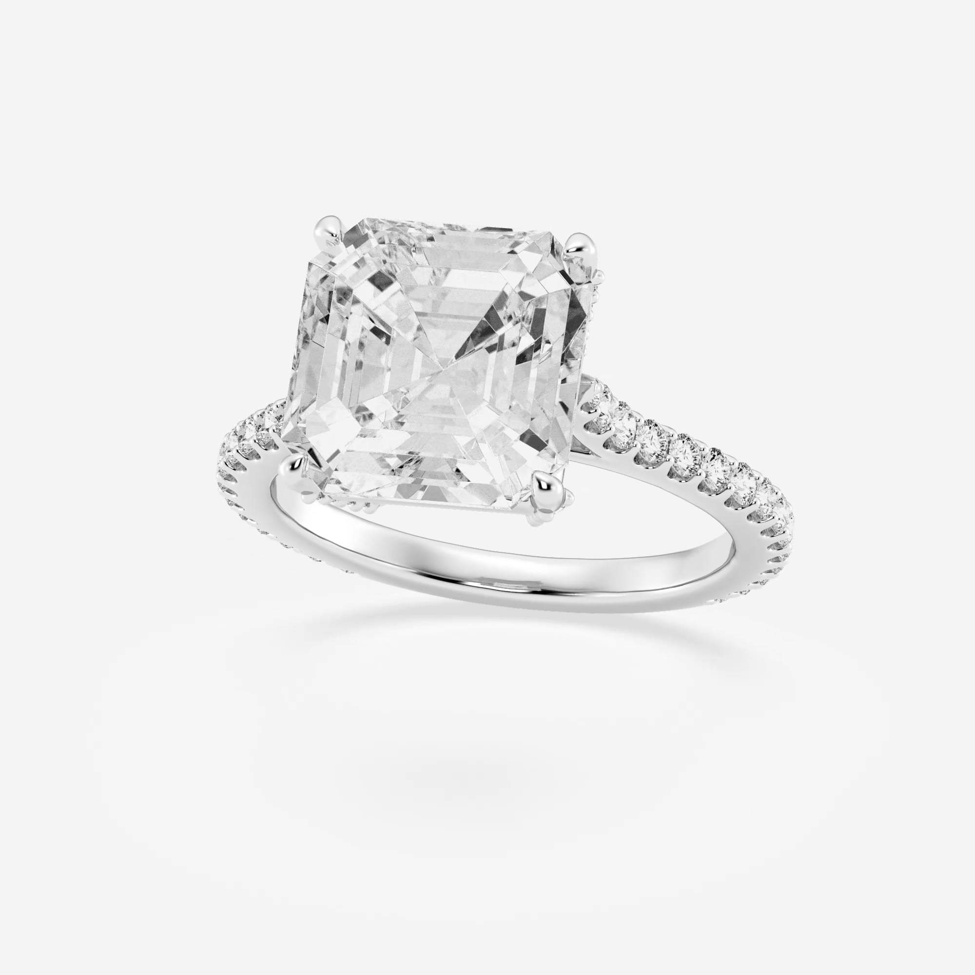 Badgley Mischka Near-Colorless 8 ctw Asscher Lab Grown Diamond Solitaire Engagement Ring with Side Accents