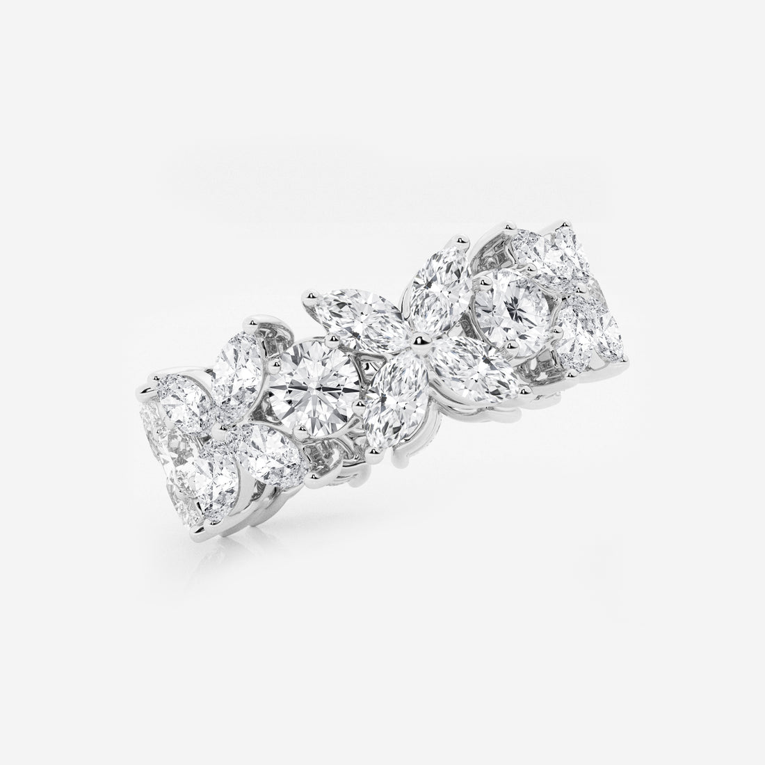 5 ctw Marquise and Round Lab Grown Diamond Flower Eternity Band - 8.3mm Width