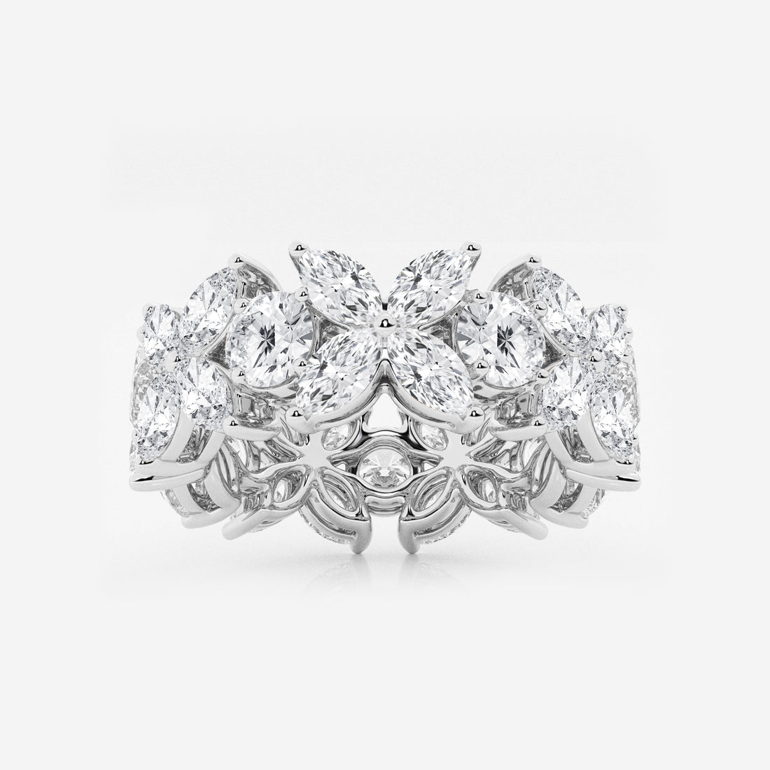 5 ctw Marquise and Round Lab Grown Diamond Flower Eternity Band - 8.3mm Width
