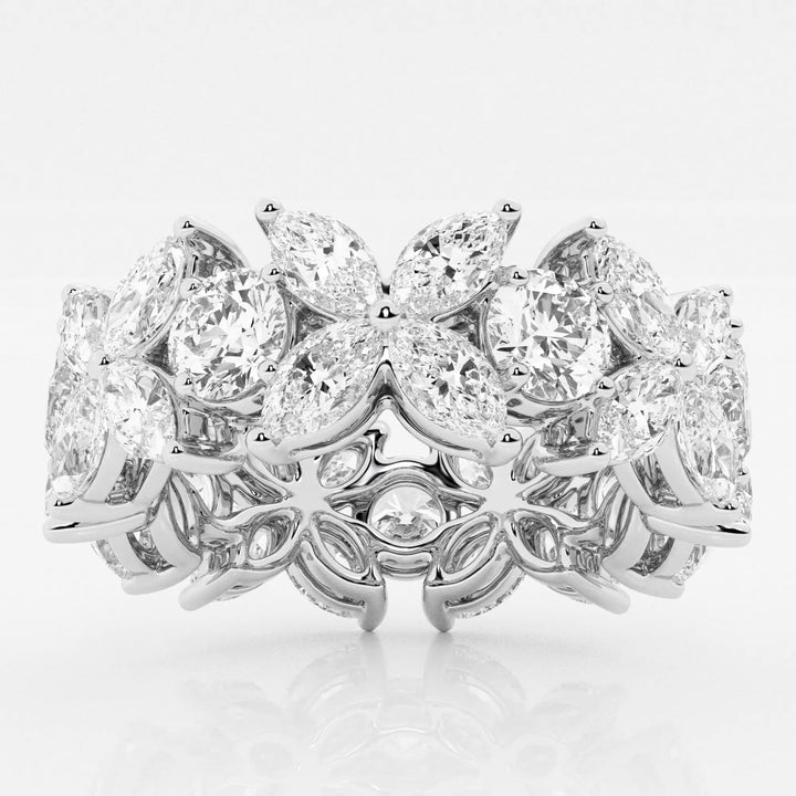 5 ctw Marquise and Round Lab Grown Diamond Flower Eternity Band - 8.3mm Width