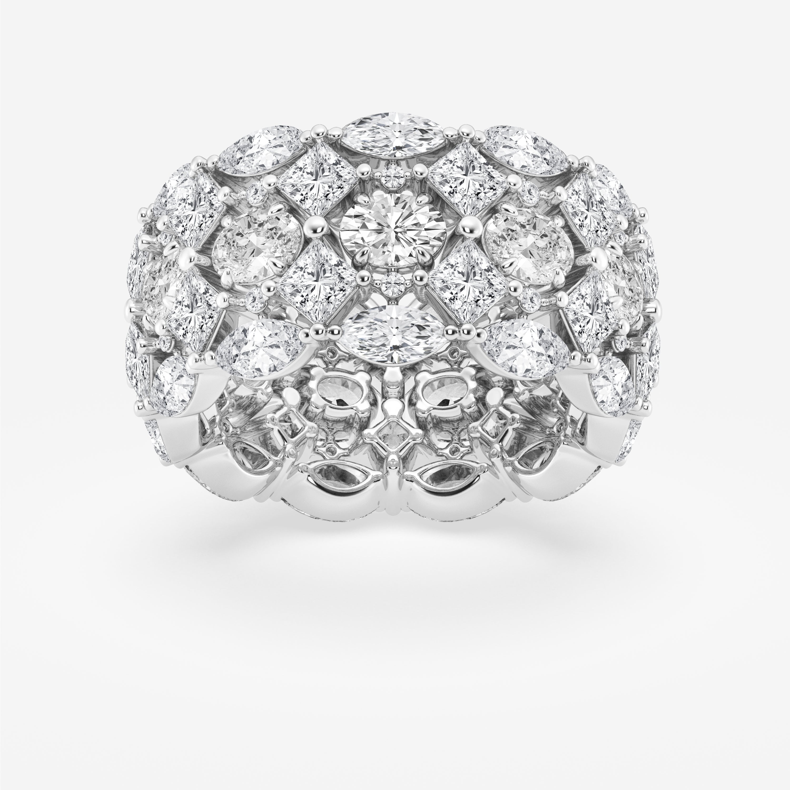 7 ctw Mosaic Design Multi-Shape Lab Grown Diamond Eternity Band Platinum, F, VS2