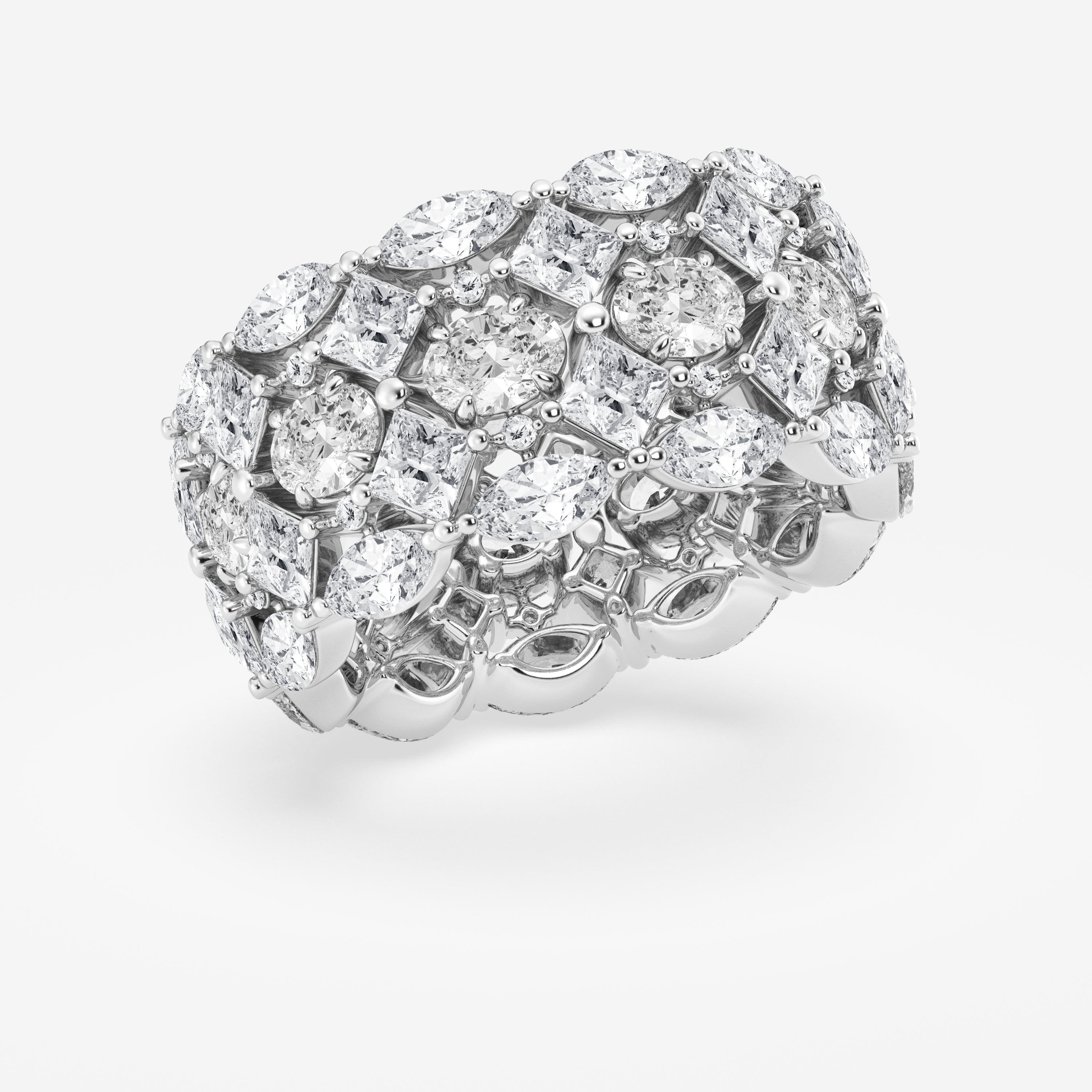 7 ctw Mosaic Design Multi-Shape Lab Grown Diamond Eternity Band Platinum, F, VS2