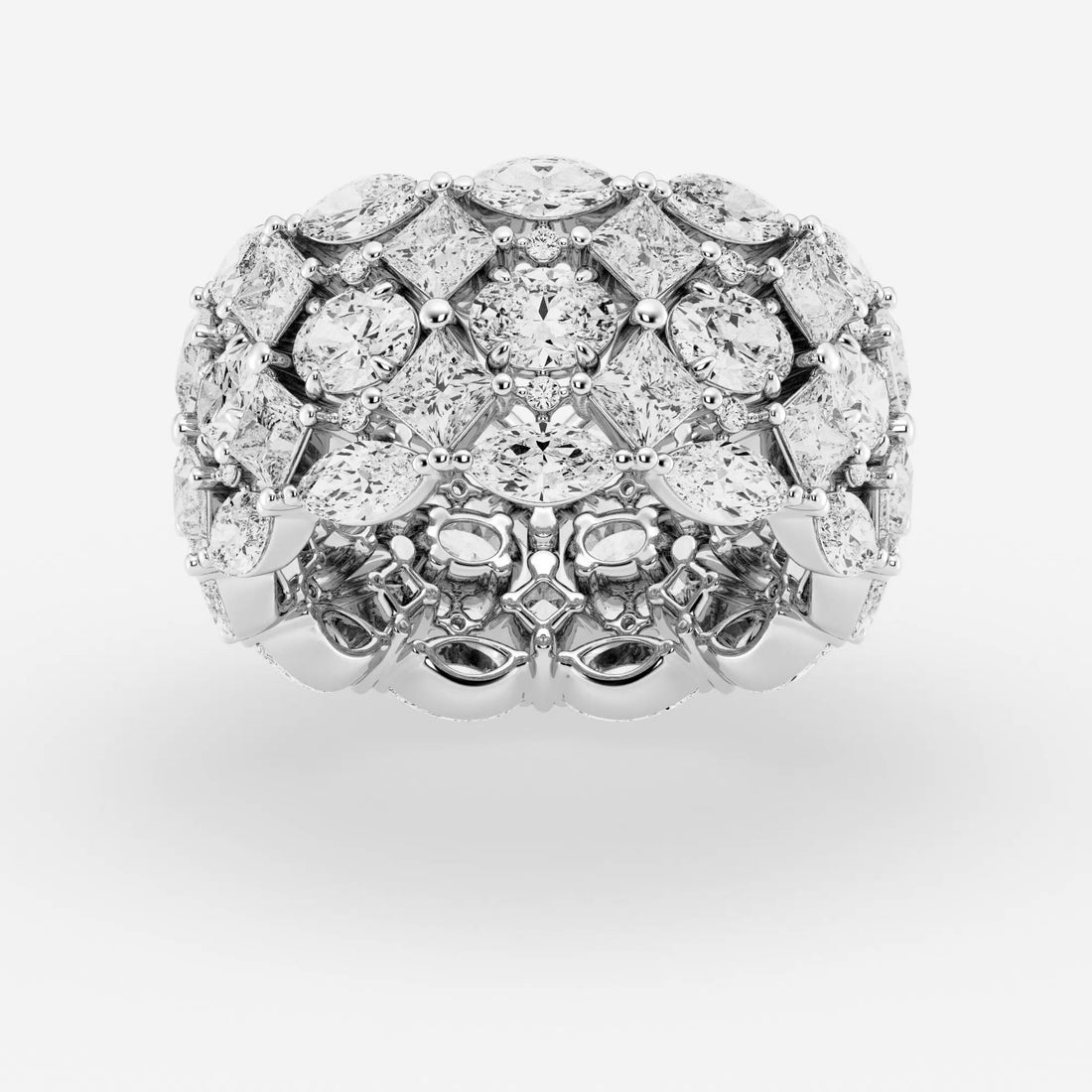 7 ctw Mosaic Design Multi-Shape Lab Grown Diamond Eternity Band Platinum, F, VS2