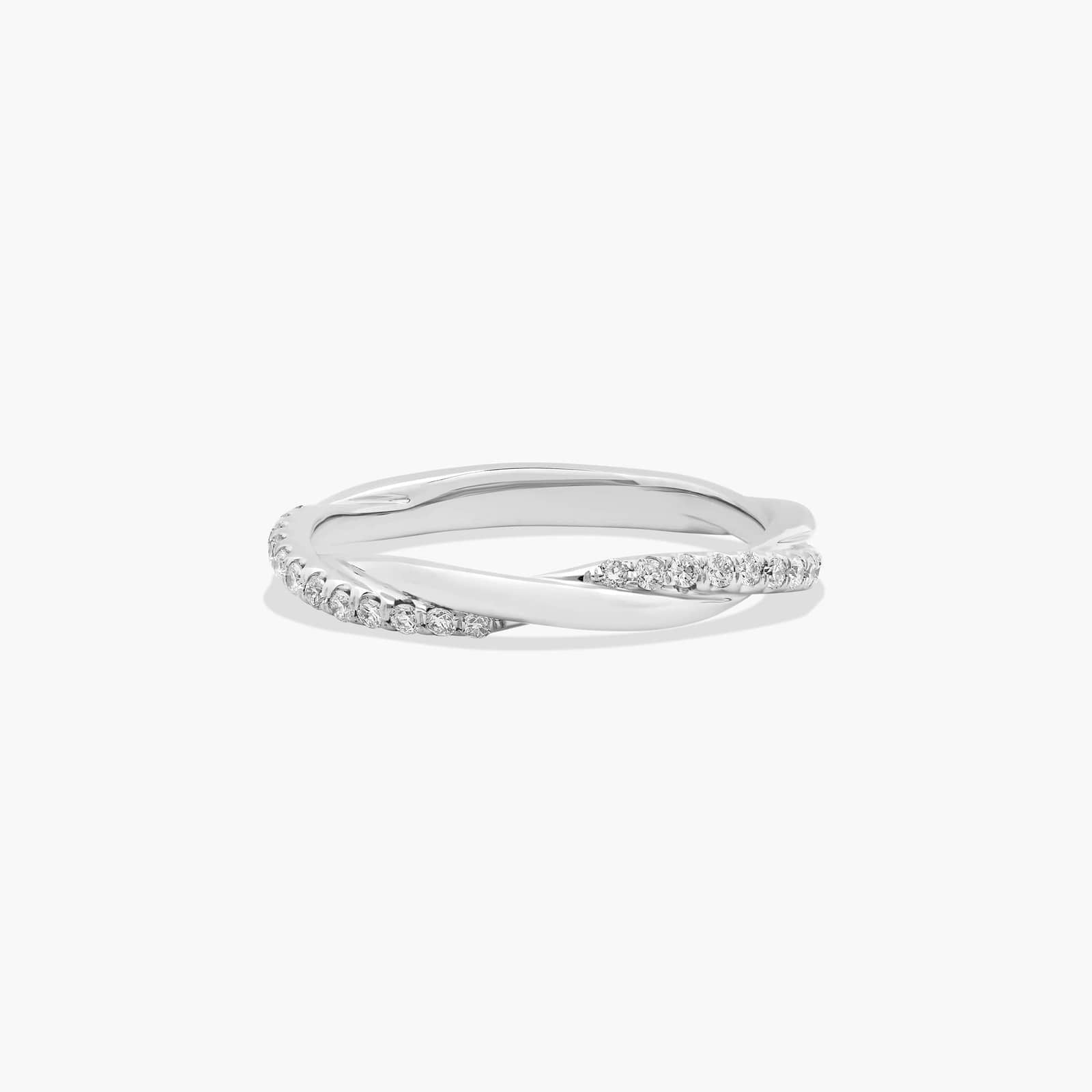 14K White Gold Twisted Matching Pavé Wedding Ring (Round 0.18 CTW - G-H /VS2-SI1)