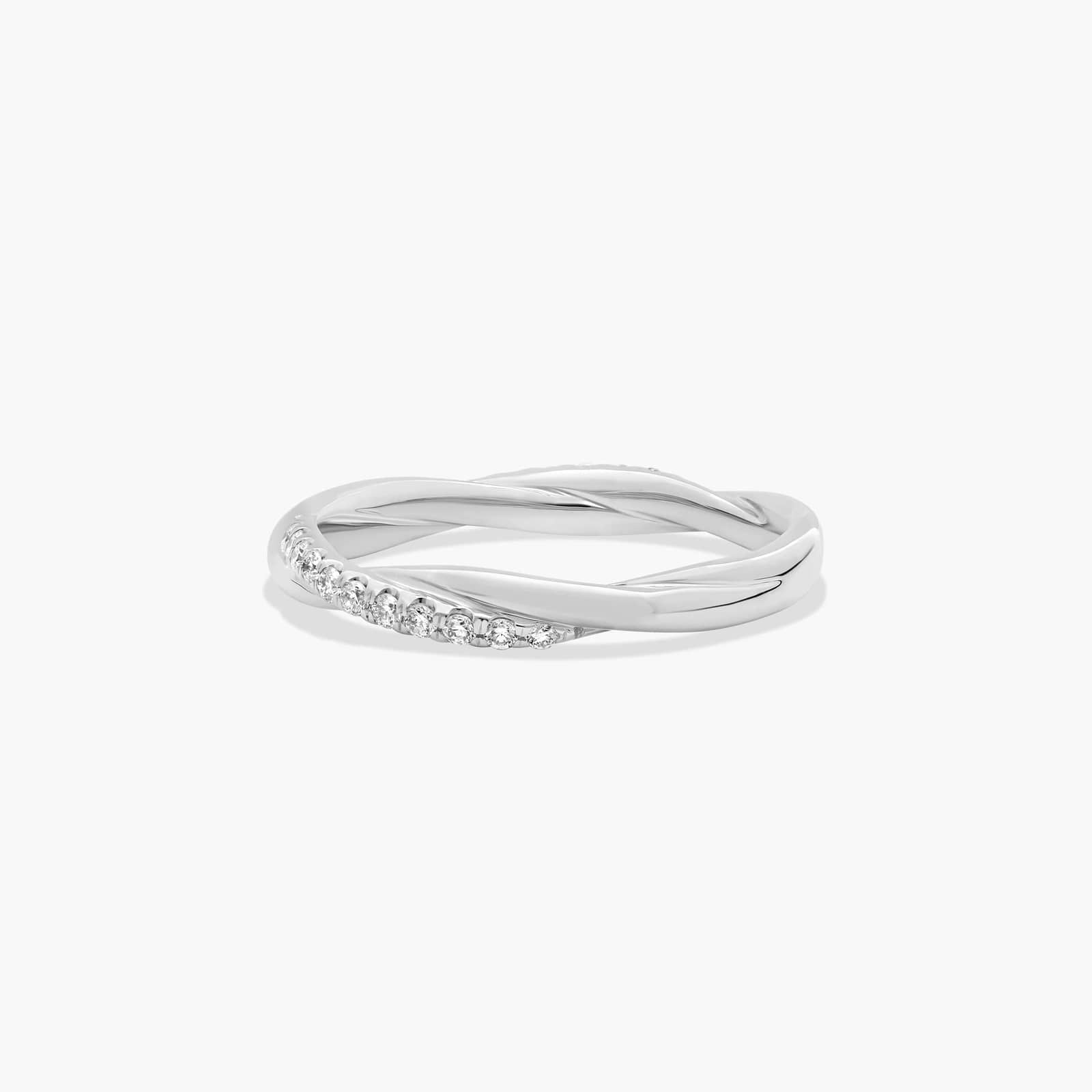 14K White Gold Twisted Matching Pavé Wedding Ring (Round 0.18 CTW - G-H /VS2-SI1)