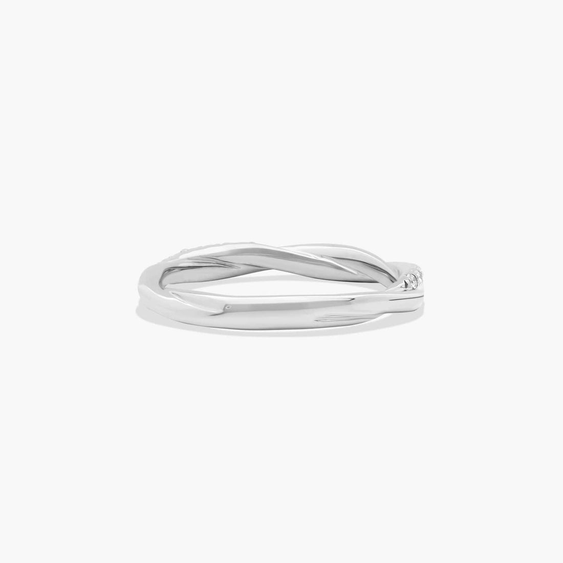 14K White Gold Twisted Matching Pavé Wedding Ring (Round 0.18 CTW - G-H /VS2-SI1)