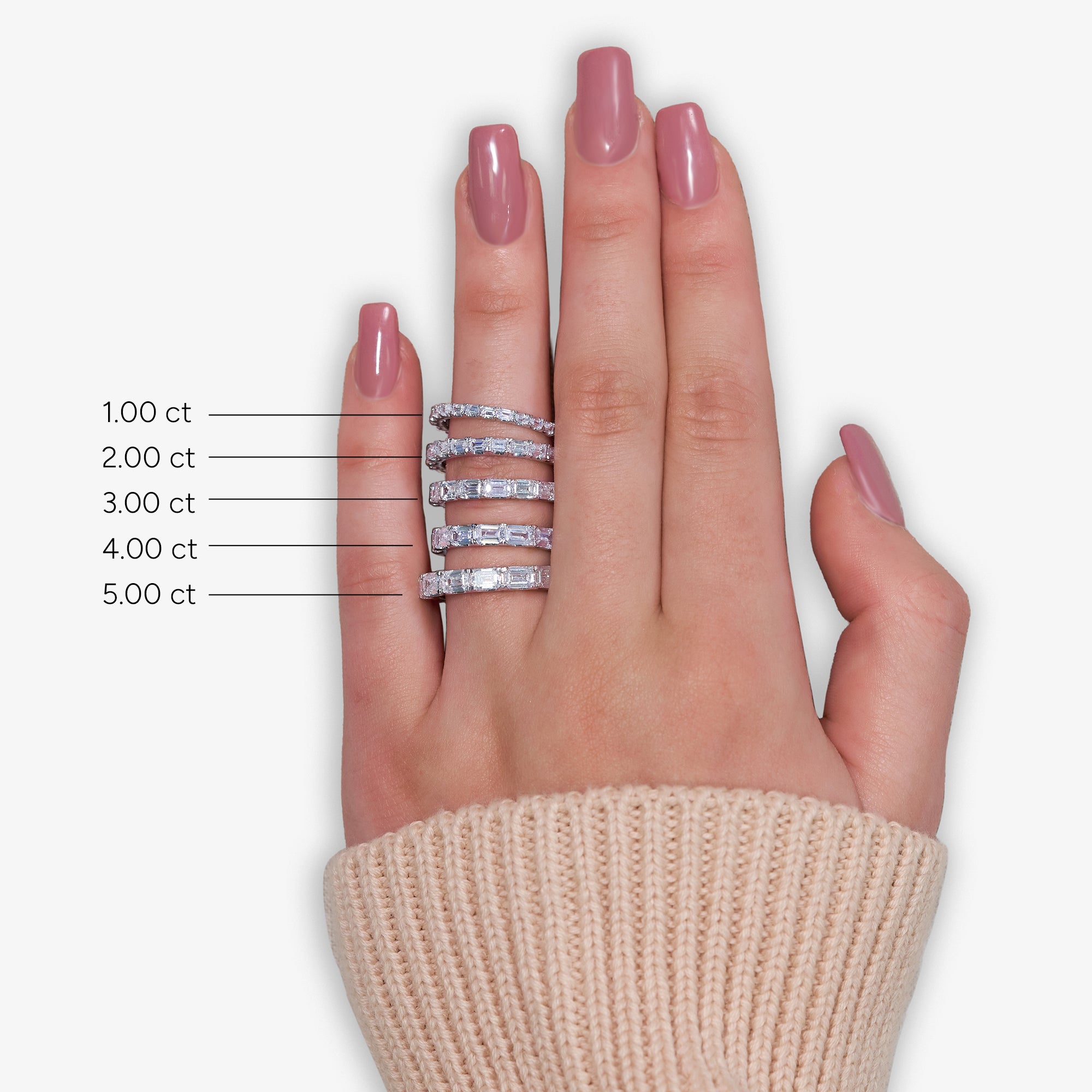 5 ctw East-West Emerald Lab Grown Diamond Eternity Band - 3.7mm Width