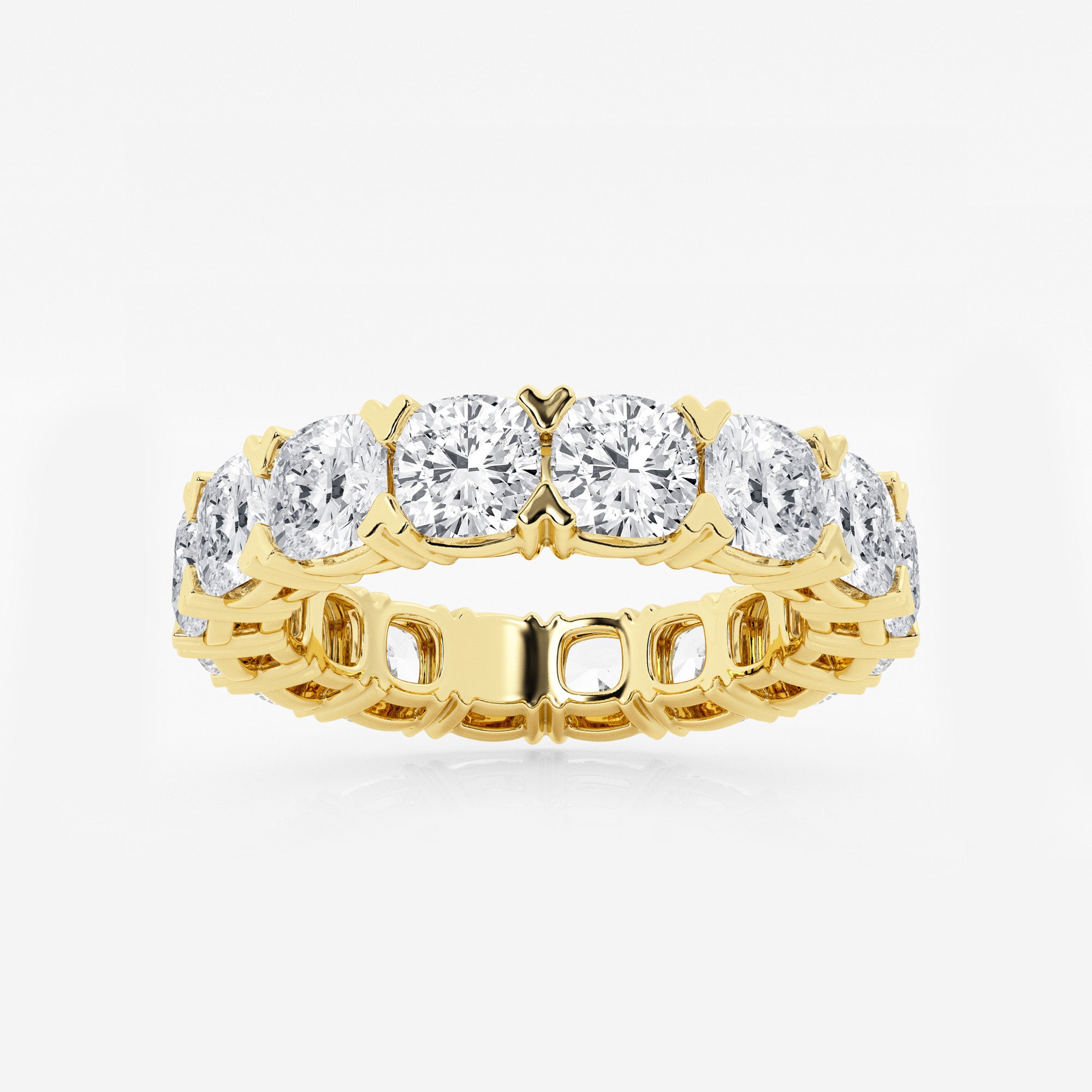 7 ctw Cushion Lab Grown Diamond V-Prong Eternity Band - 4.3mm Width