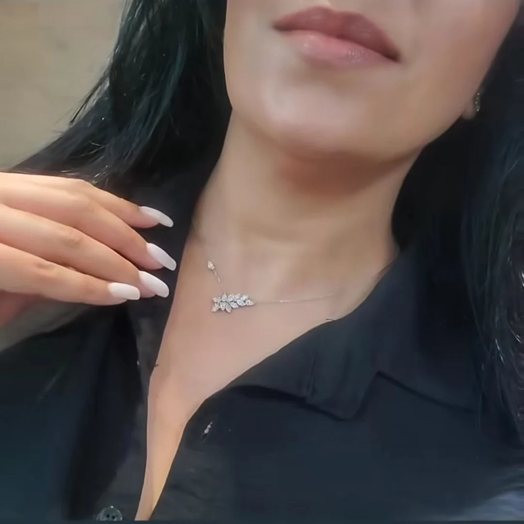 feather abstract diamond pendant