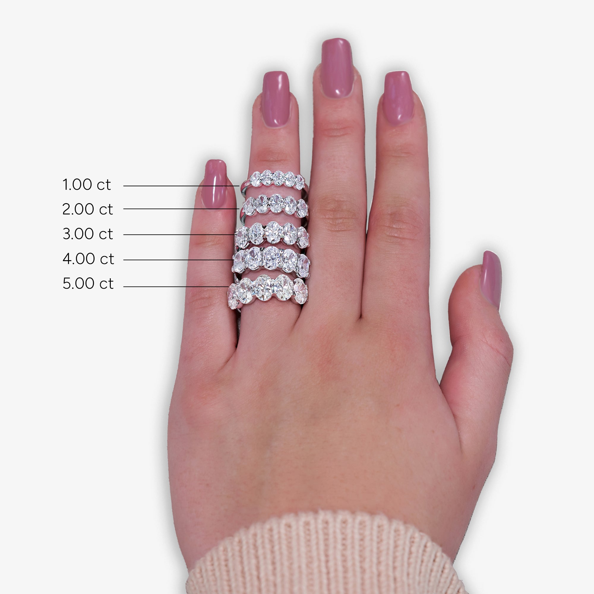 3 ctw Oval Lab Grown Diamond Five-Stone Anniversary Band