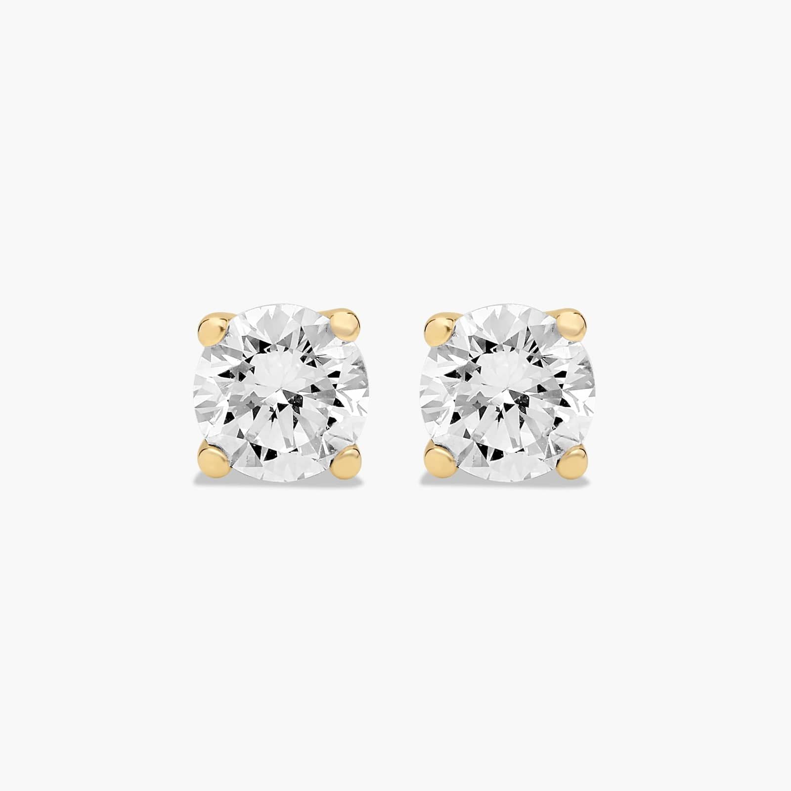 14K Yellow Gold Four Prong Round Brilliant Lab-Grown Diamond Stud Earrings (0.25 CTW - F-G / VS2-SI1)