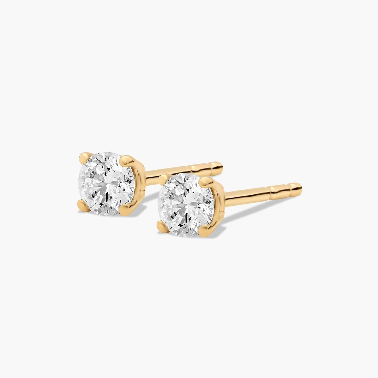 14K Yellow Gold Four Prong Round Brilliant Lab-Grown Diamond Stud Earrings (0.25 CTW - F-G / VS2-SI1)