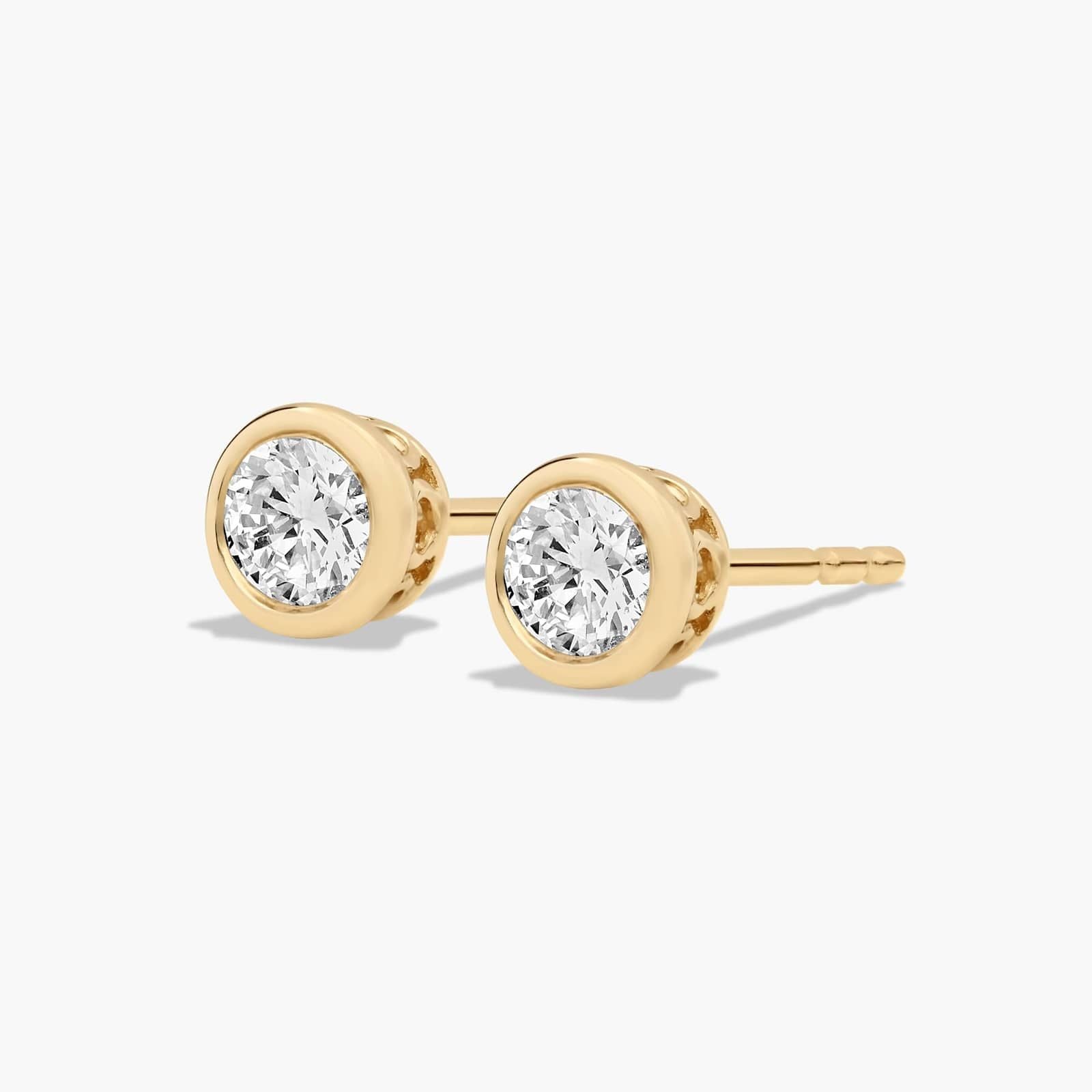14K Yellow Gold Bezel Lab-Grown Diamond Stud Earrings (0.25 CTW - F-G / VS2-SI1)