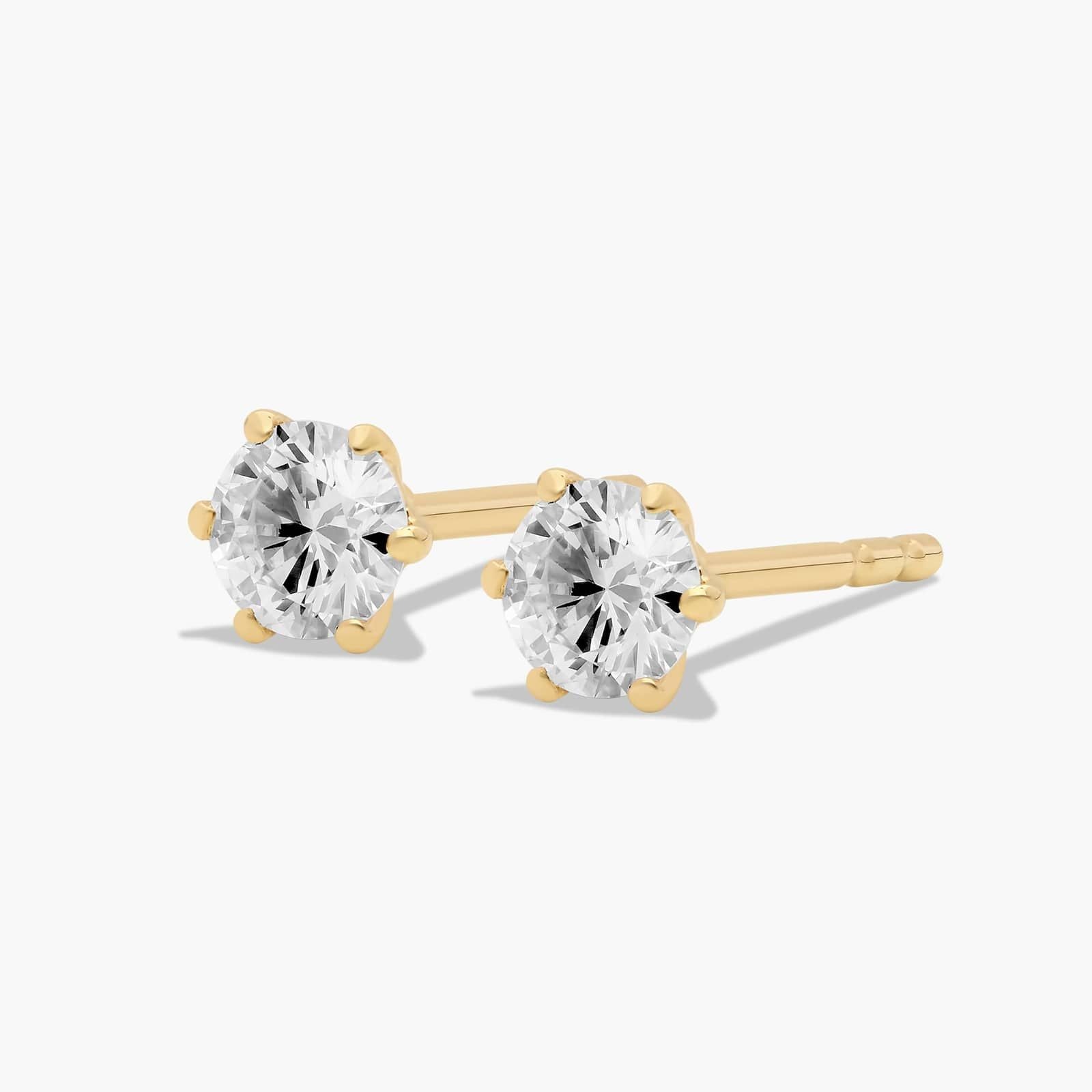 14K Yellow Gold Wire Basket Lab-Grown Diamond Stud Earring (0.25 CTW - F-G / VS2-SI1)