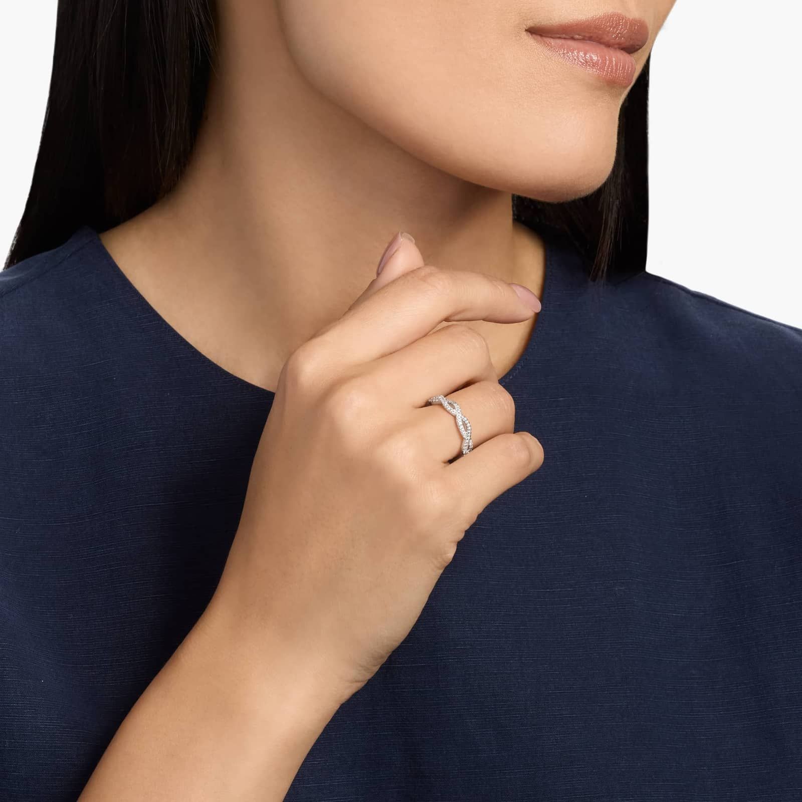 Infinity Diamond Wedding Ring in 14k White Gold (1/5 ct. tw.)