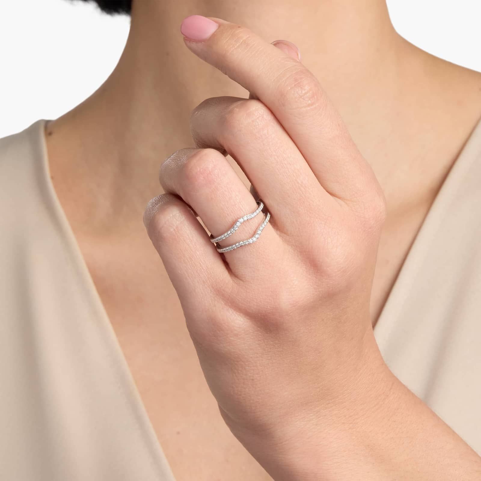 Curved Diamond Insert in 14k White Gold (1/3 ct. tw.)