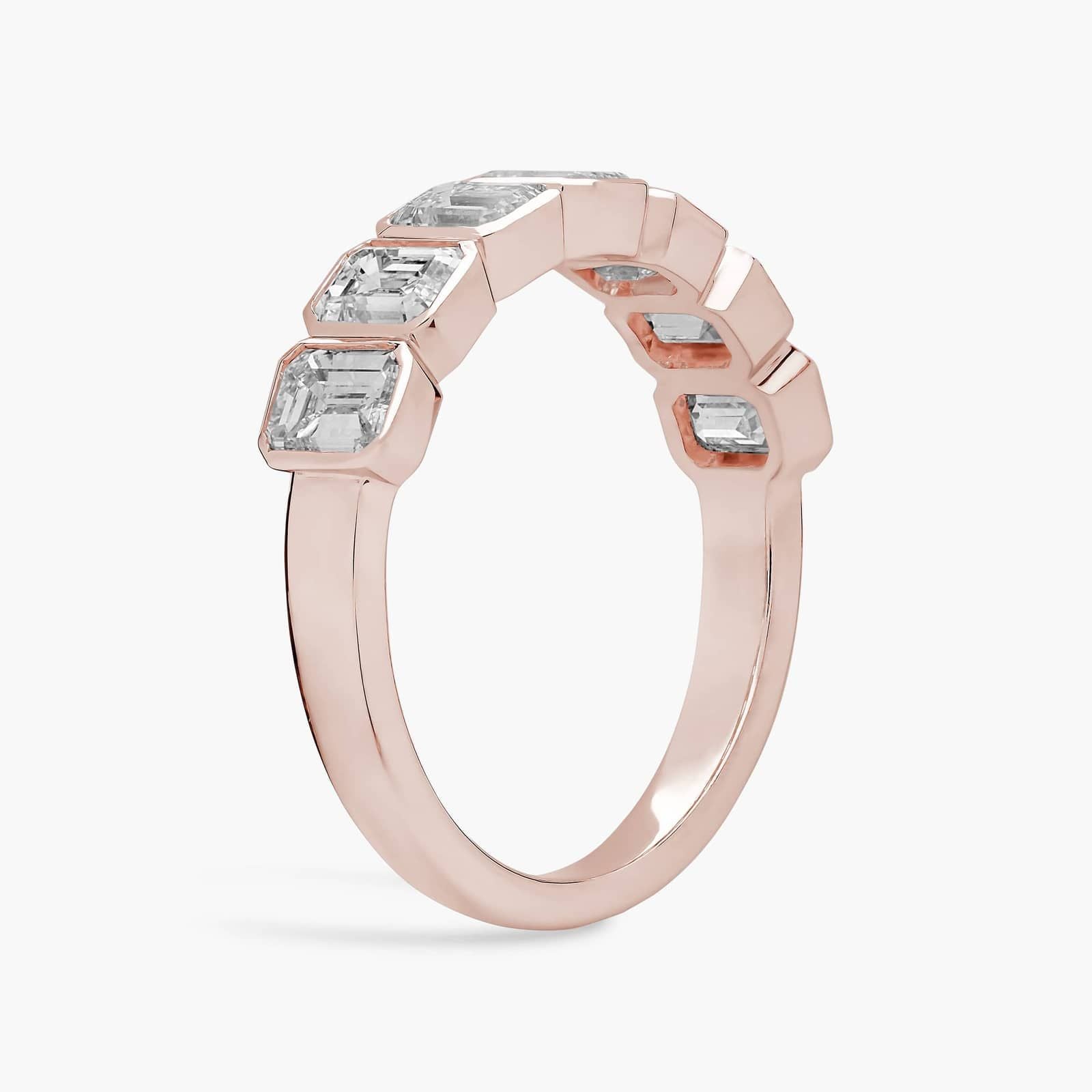 7 Stone Emerald Bezel Diamond Anniversary Ring in 14k Rose Gold (1 3/4 ct. tw.)