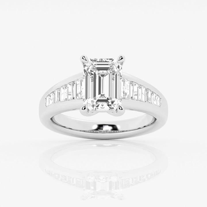 Badgley Mischka Colorless 3 1/2 ctw Emerald Lab Grown Diamond Solitaire Engagement Ring