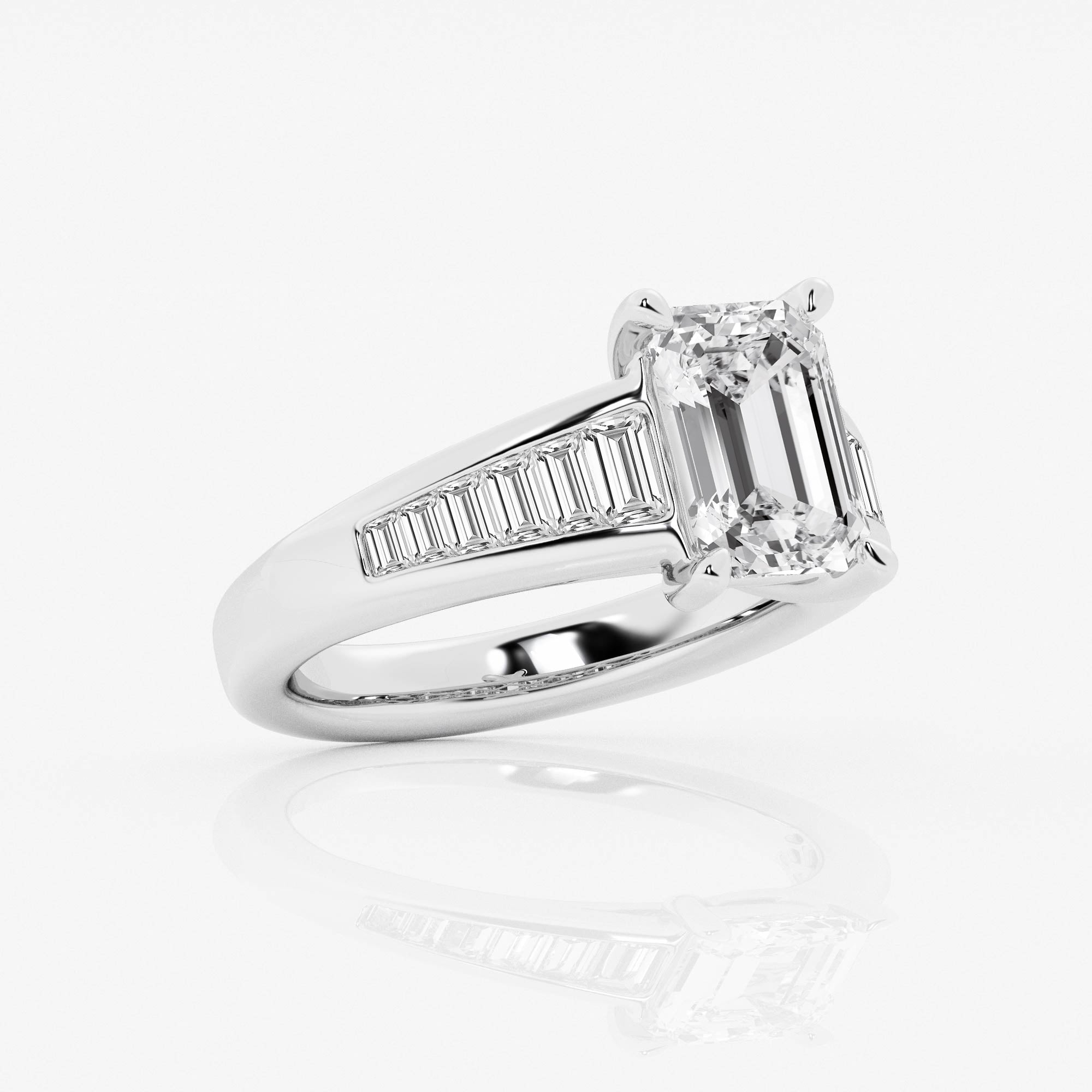 Badgley Mischka Colorless 3 1/2 ctw Emerald Lab Grown Diamond Solitaire Engagement Ring