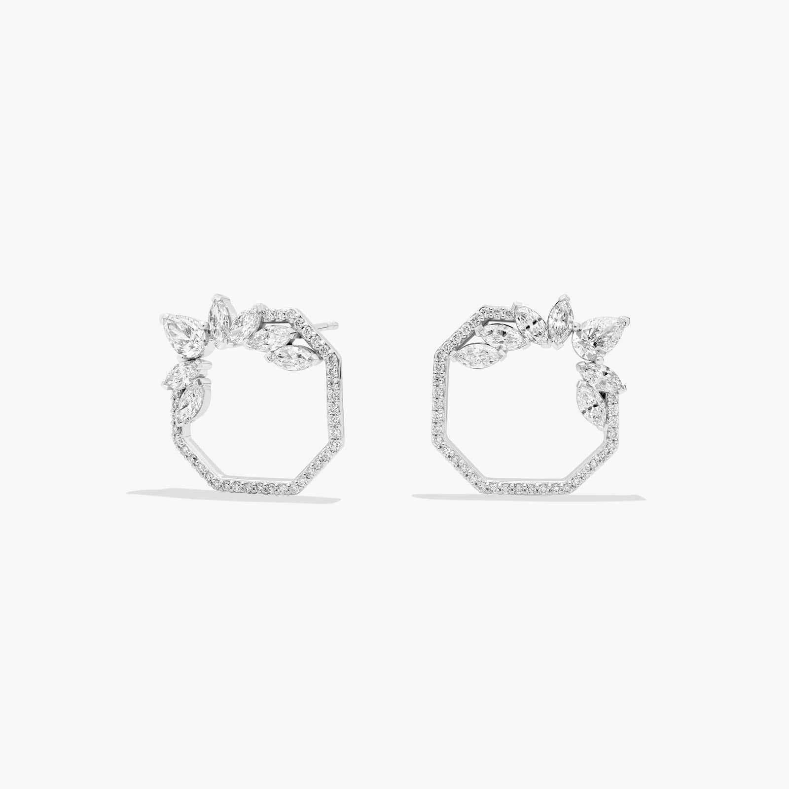 Pear and Marquise Lab Grown Diamond Geometric Leaf Drop Earrings. (3 Ct.)
