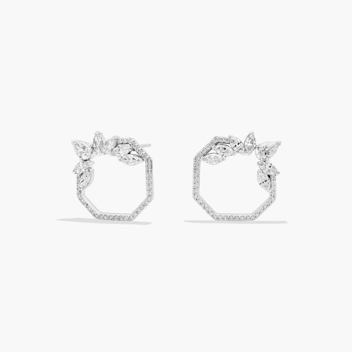 Pear and Marquise Lab Grown Diamond Geometric Leaf Drop Earrings. (3 Ct.)
