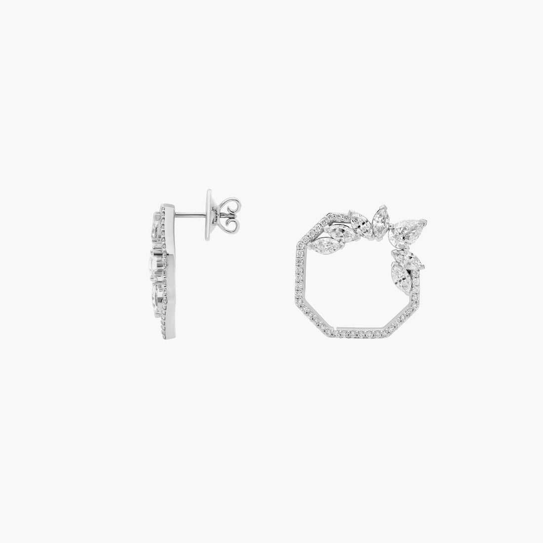 Pear and Marquise Lab Grown Diamond Geometric Leaf Drop Earrings. (3 Ct.)
