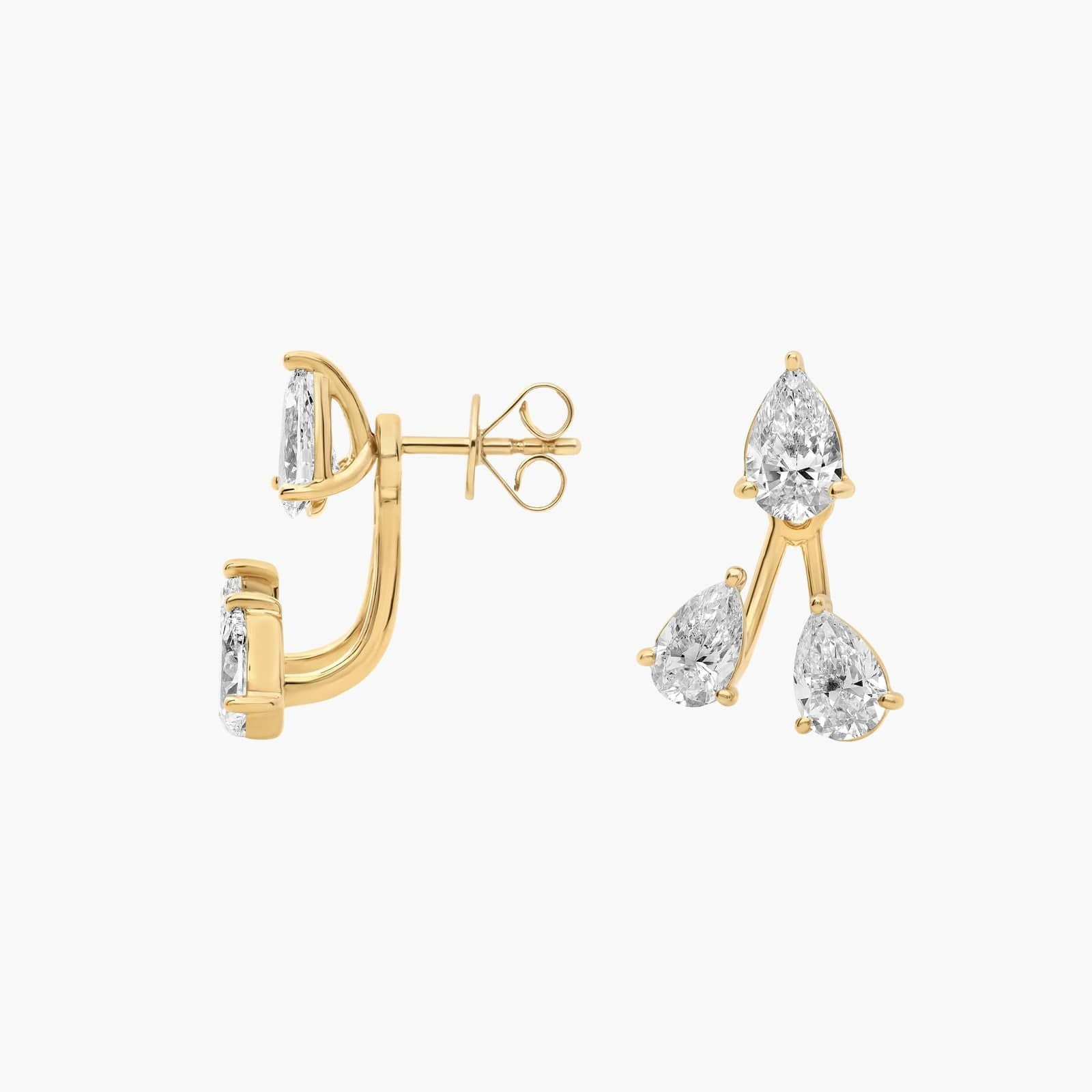 Lab Grown Pear Diamond Jacket Stud Earrings (3 Ct.)
