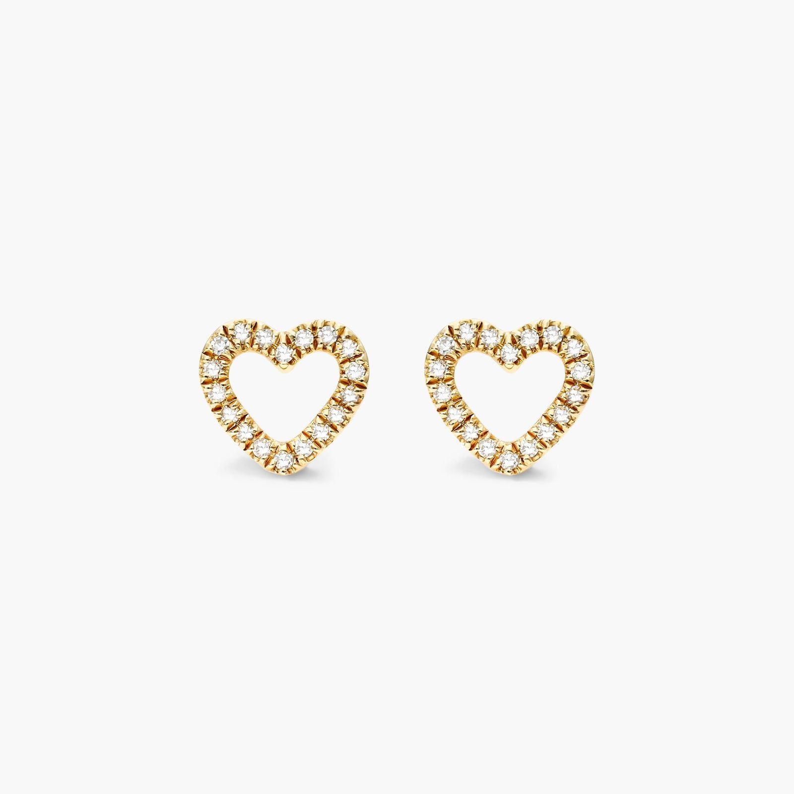 14K Yellow Gold Open Diamond Heart Earrings (0.10 CTW - G-H /SI1-SI2)