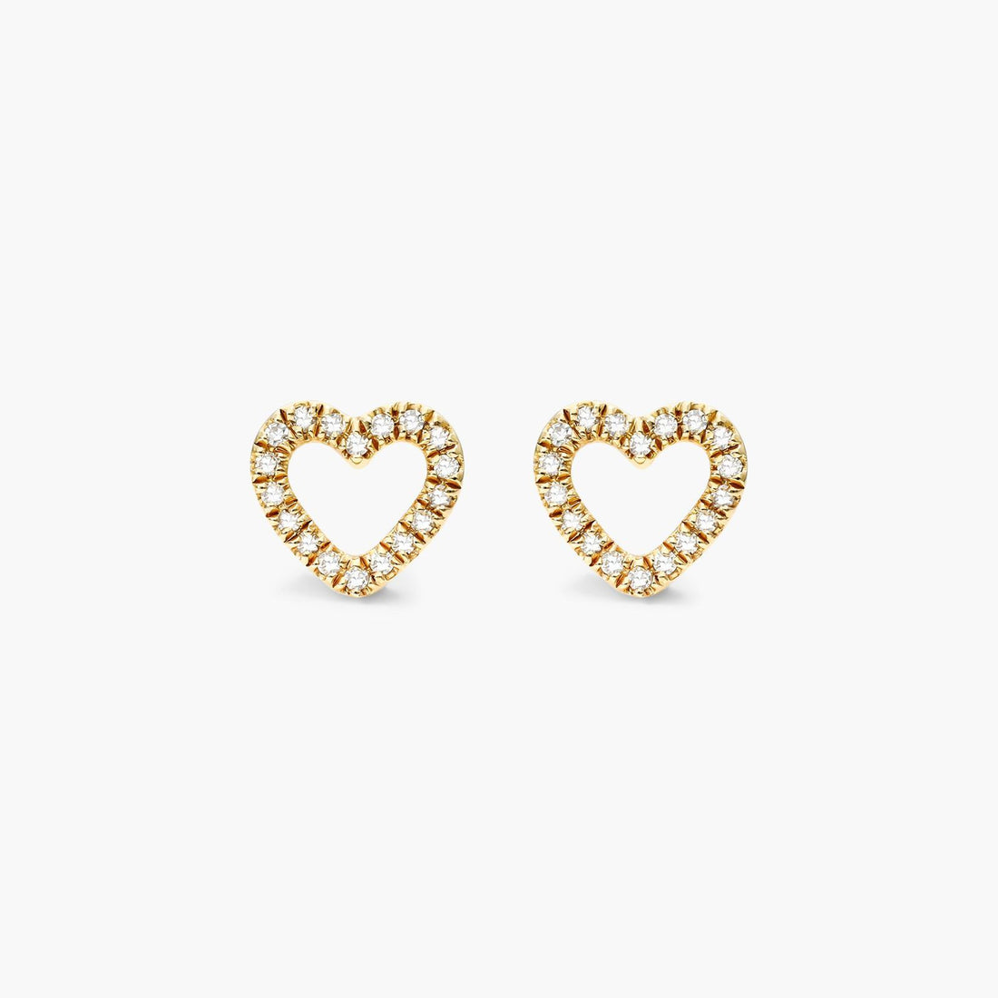 14K Yellow Gold Open Diamond Heart Earrings (0.10 CTW - G-H /SI1-SI2)