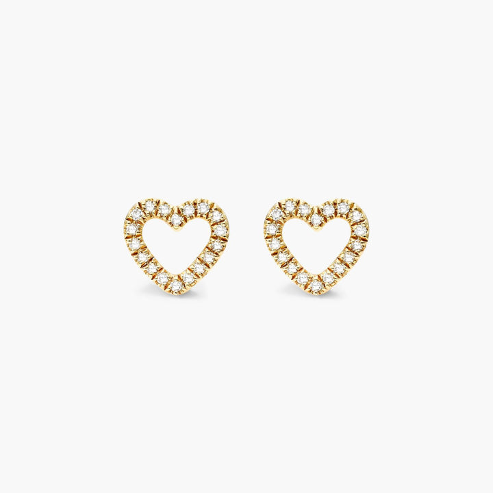 14K Yellow Gold Open Diamond Heart Earrings (0.10 CTW - G-H /SI1-SI2)