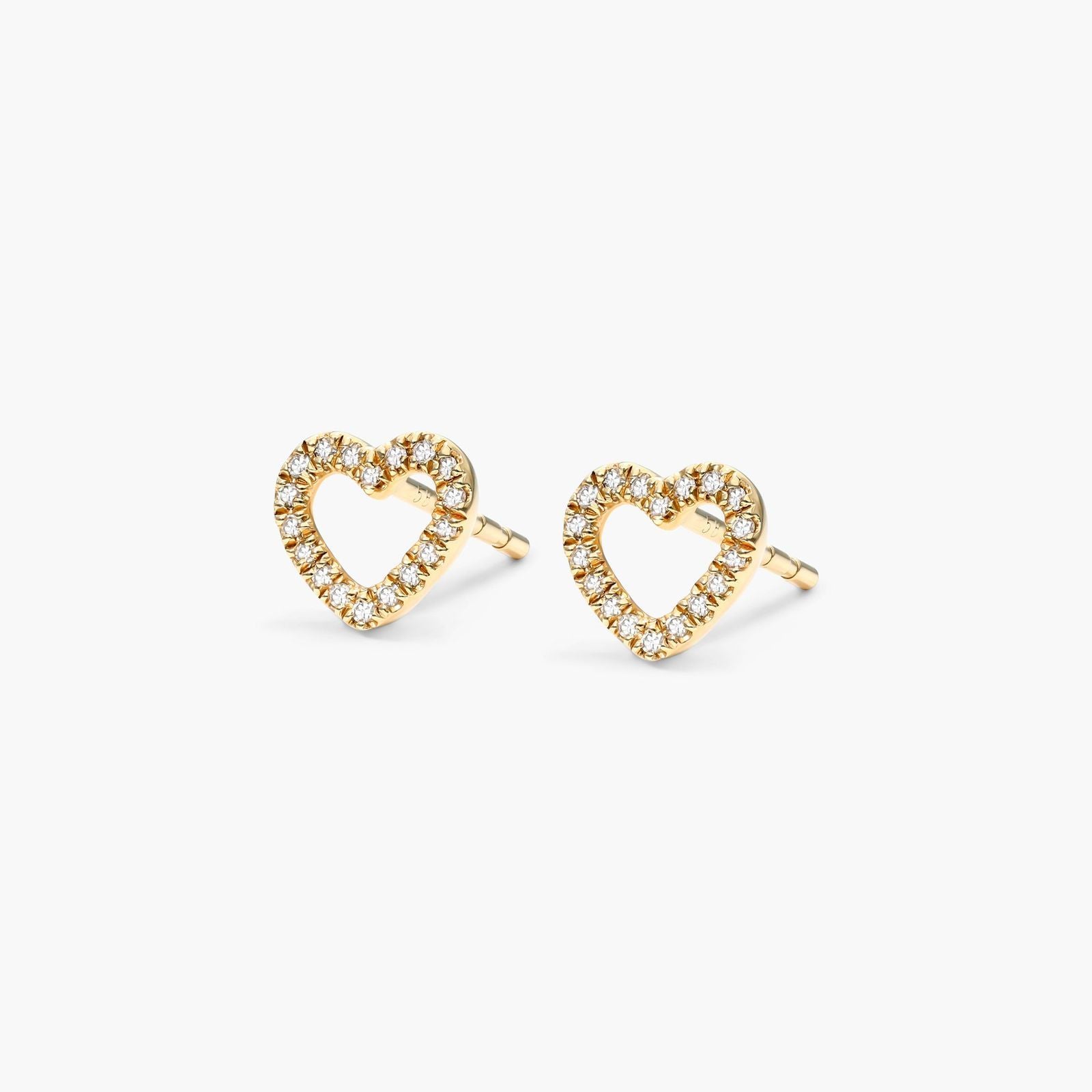14K Yellow Gold Open Diamond Heart Earrings (0.10 CTW - G-H /SI1-SI2)