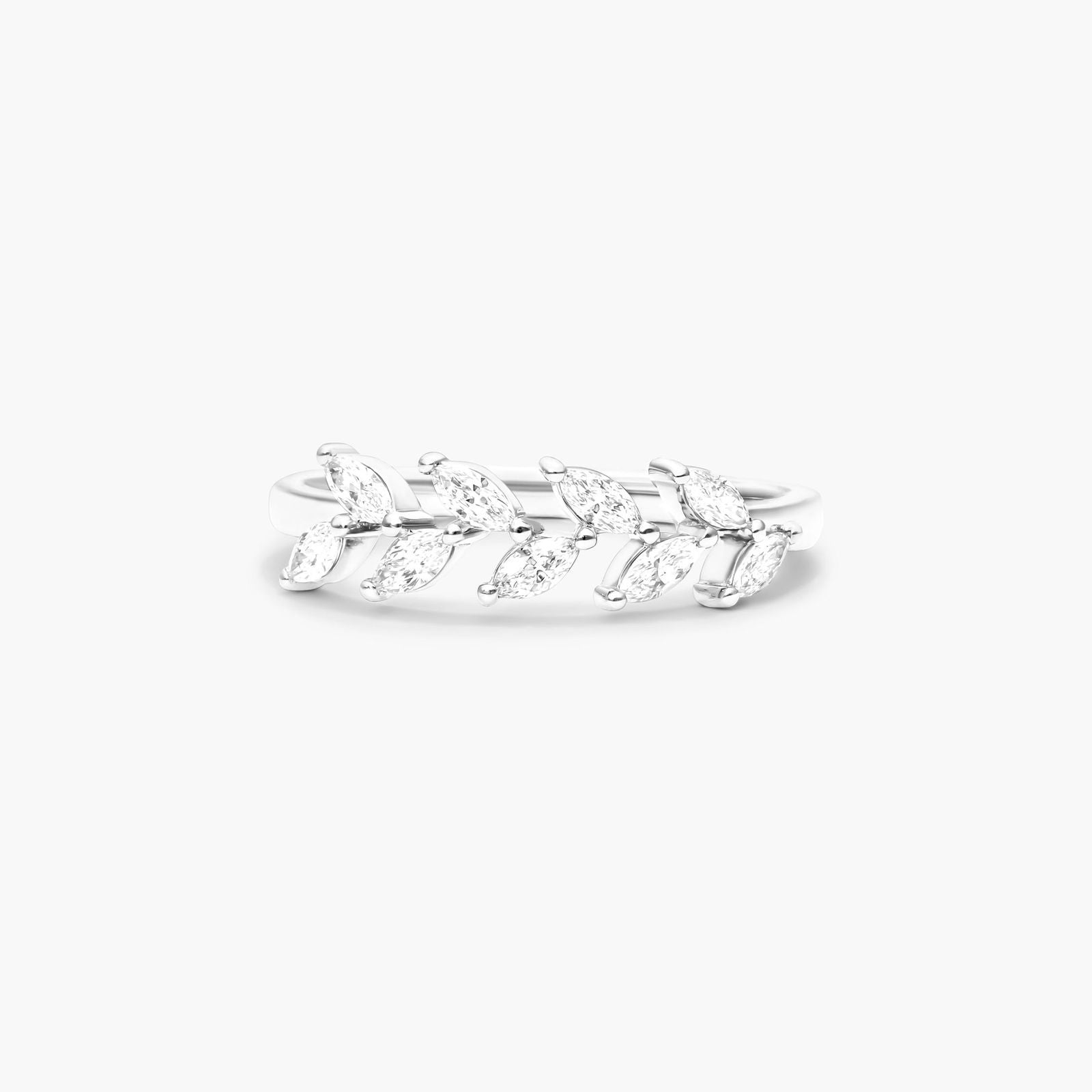 14K White Gold Barley Marquise Diamond Ring (0.45 CTW - H-I /SI1-SI2)