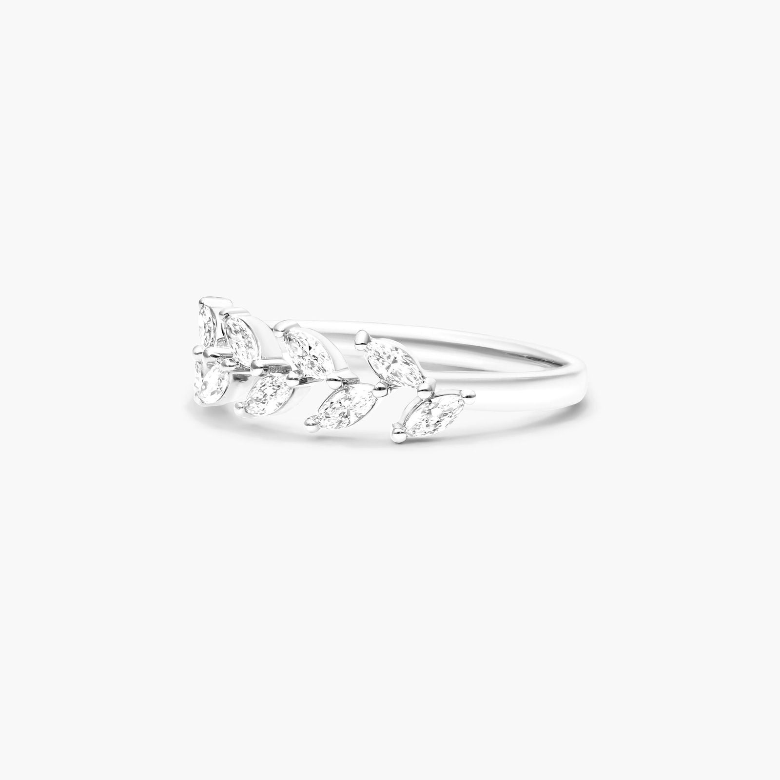 14K White Gold Barley Marquise Diamond Ring (0.45 CTW - H-I /SI1-SI2)