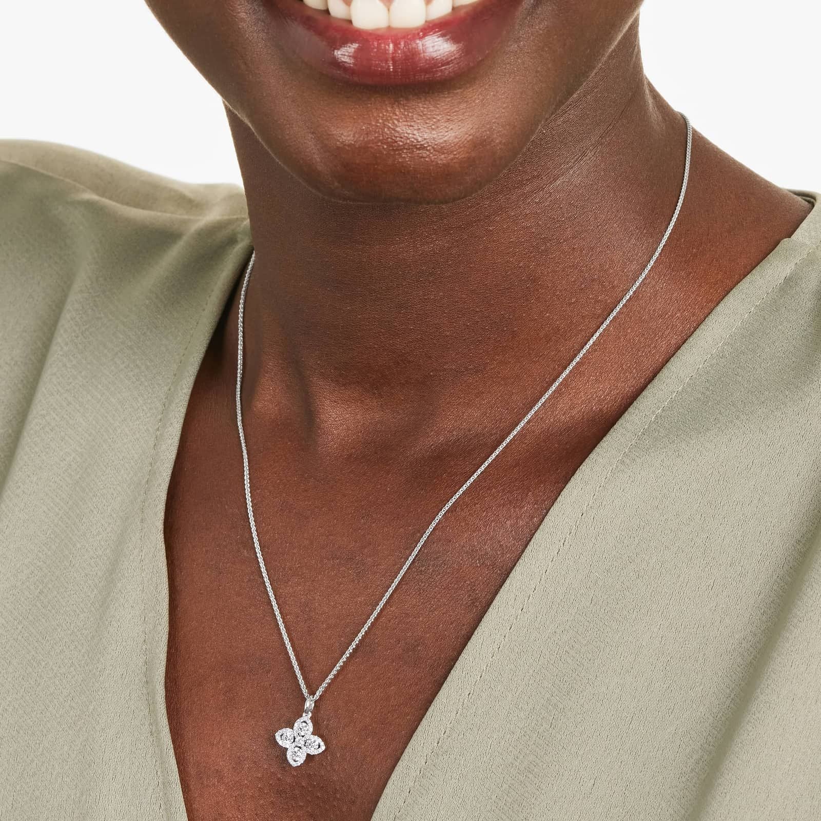 14K White Gold Magnolia Diamond Pendant (0.45 CTW - F-G /SI1-SI2)