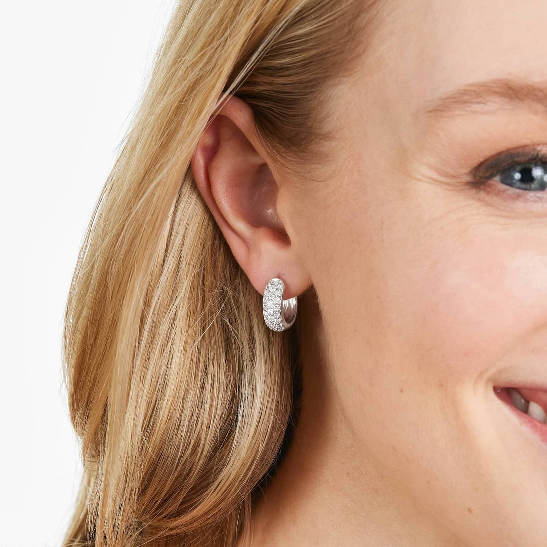 14K White Gold Lab-Grown Pavé Diamond Hoop Earrings (1.00 CTW -F-G /VS2-SI1)