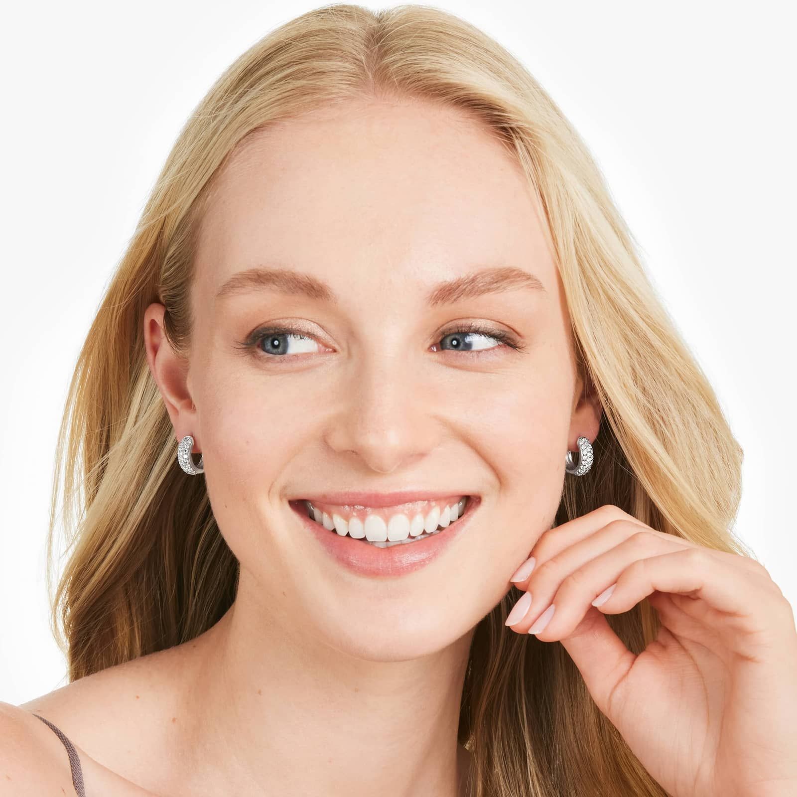 14K White Gold Lab-Grown Pavé Diamond Hoop Earrings (1.00 CTW -F-G /VS2-SI1)