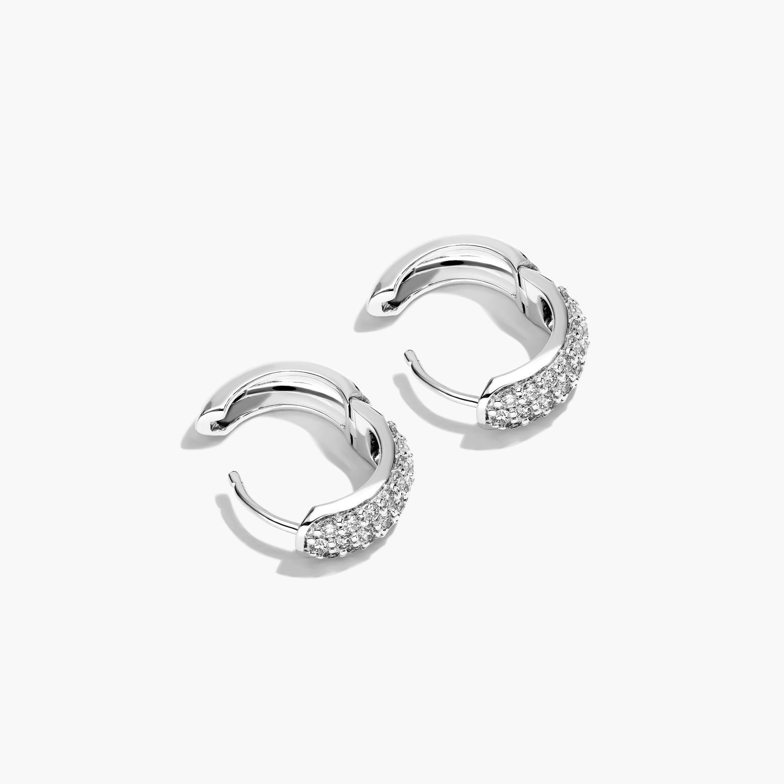 14K White Gold Lab-Grown Pavé Diamond Hoop Earrings (1.00 CTW -F-G /VS2-SI1)