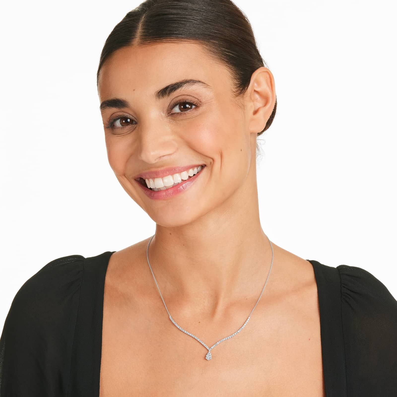 14K White Gold Cascade Diamond Tennis Necklace (1.00 CTW - H-I /SI1-SI2)