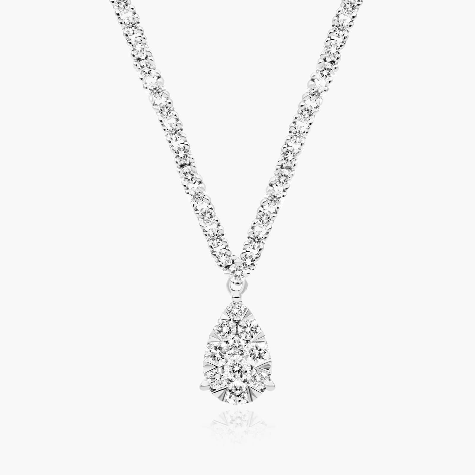 14K White Gold Cascade Diamond Tennis Necklace (1.00 CTW - H-I /SI1-SI2)