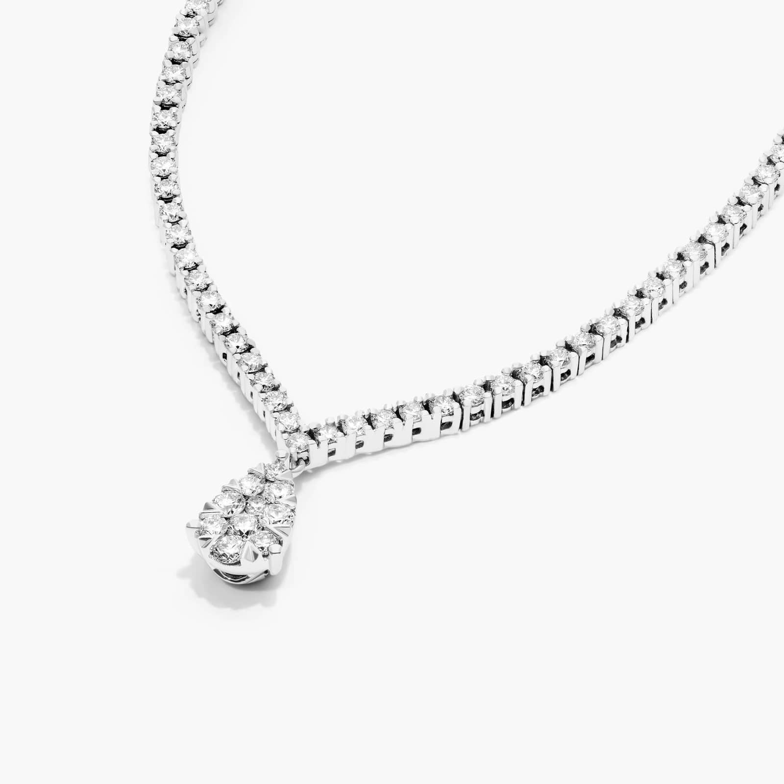 14K White Gold Cascade Diamond Tennis Necklace (1.00 CTW - H-I /SI1-SI2)
