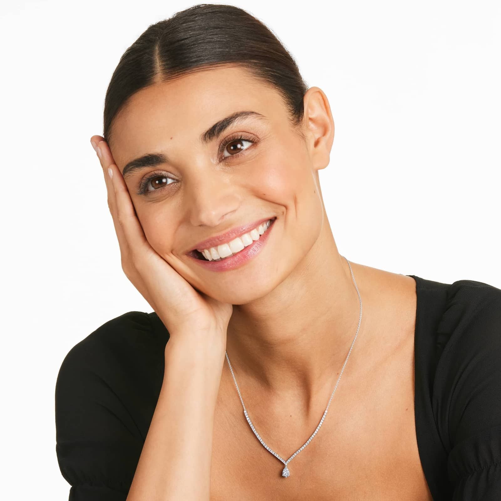 14K White Gold Cascade Diamond Tennis Necklace (1.00 CTW - H-I /SI1-SI2)