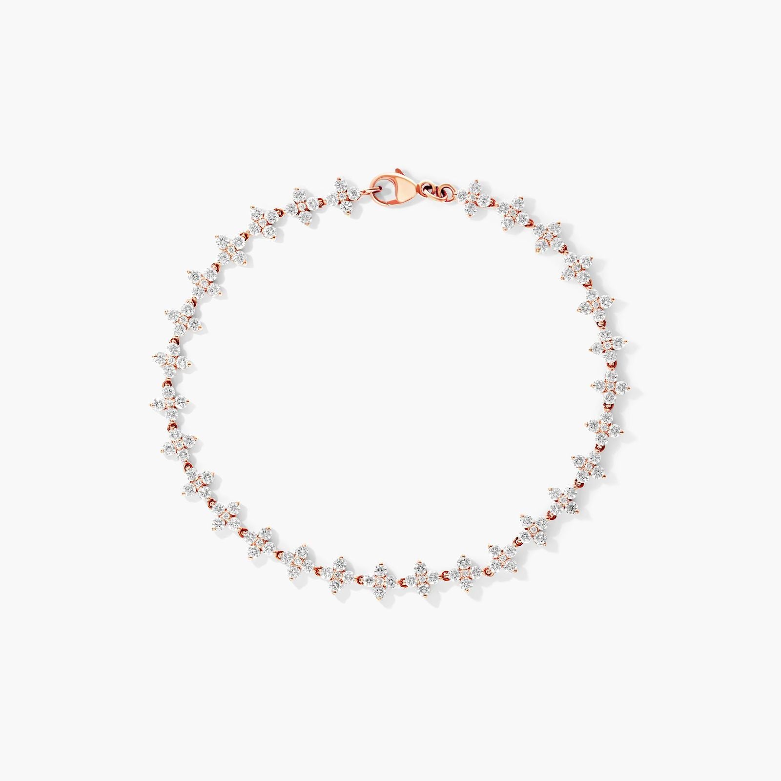 Rose Gold Blossom Lab-Grown Diamond Tennis Bracelet (3.00 CTW - F-G /VS2-SI1)