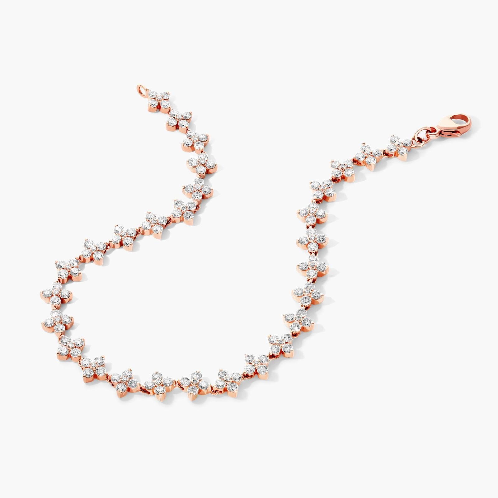 Rose Gold Blossom Lab-Grown Diamond Tennis Bracelet (3.00 CTW - F-G /VS2-SI1)