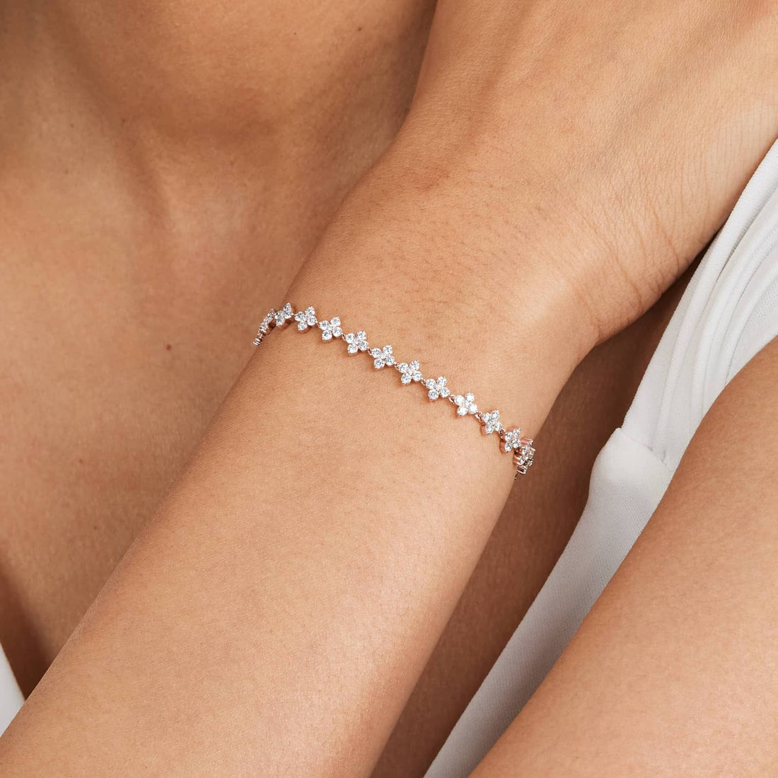 Rose Gold Blossom Lab-Grown Diamond Tennis Bracelet (3.00 CTW - F-G /VS2-SI1)