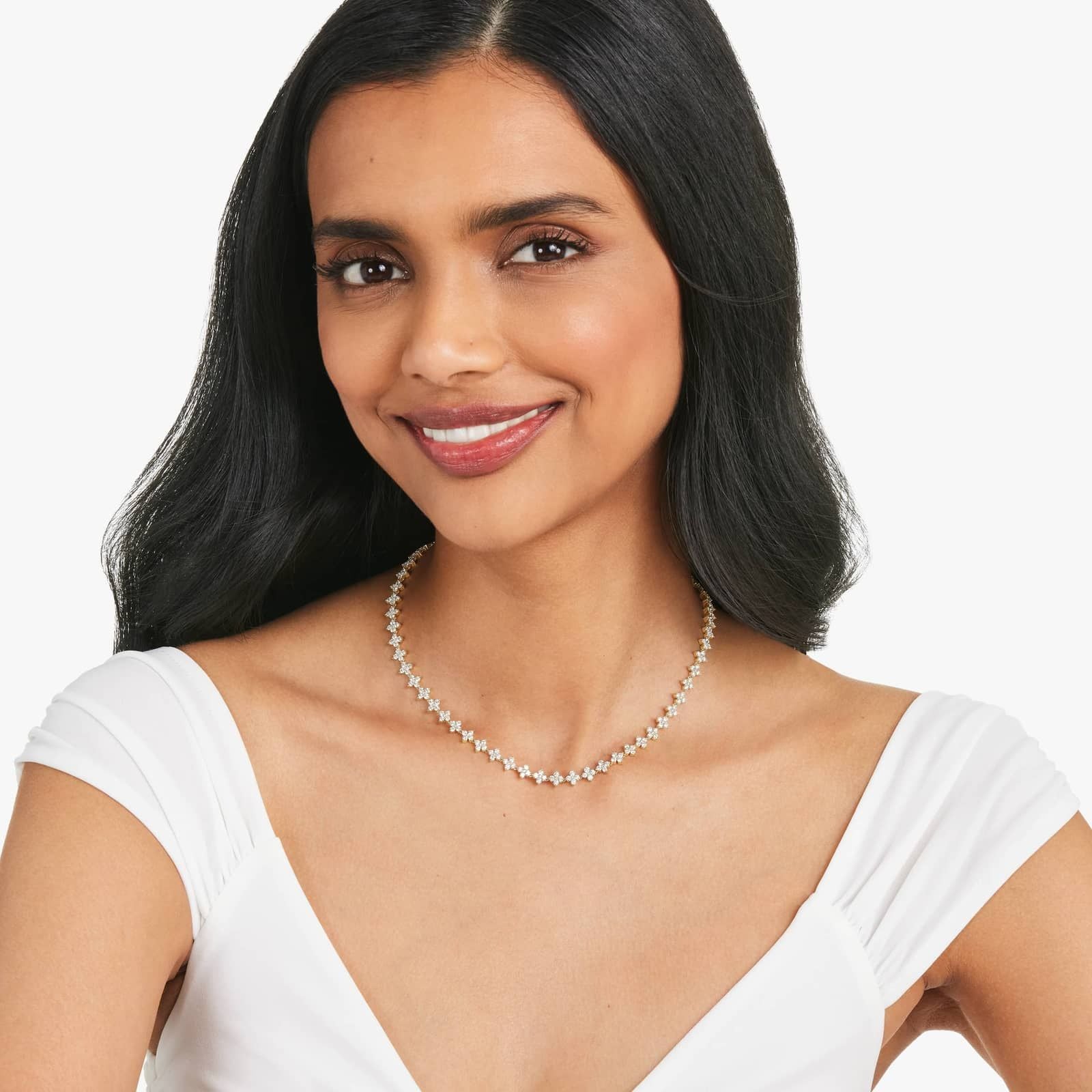 14K Yellow Gold Blossom Lab-Grown Diamond Tennis Necklace (7.00 CTW -  F-G /SI1-SI2)