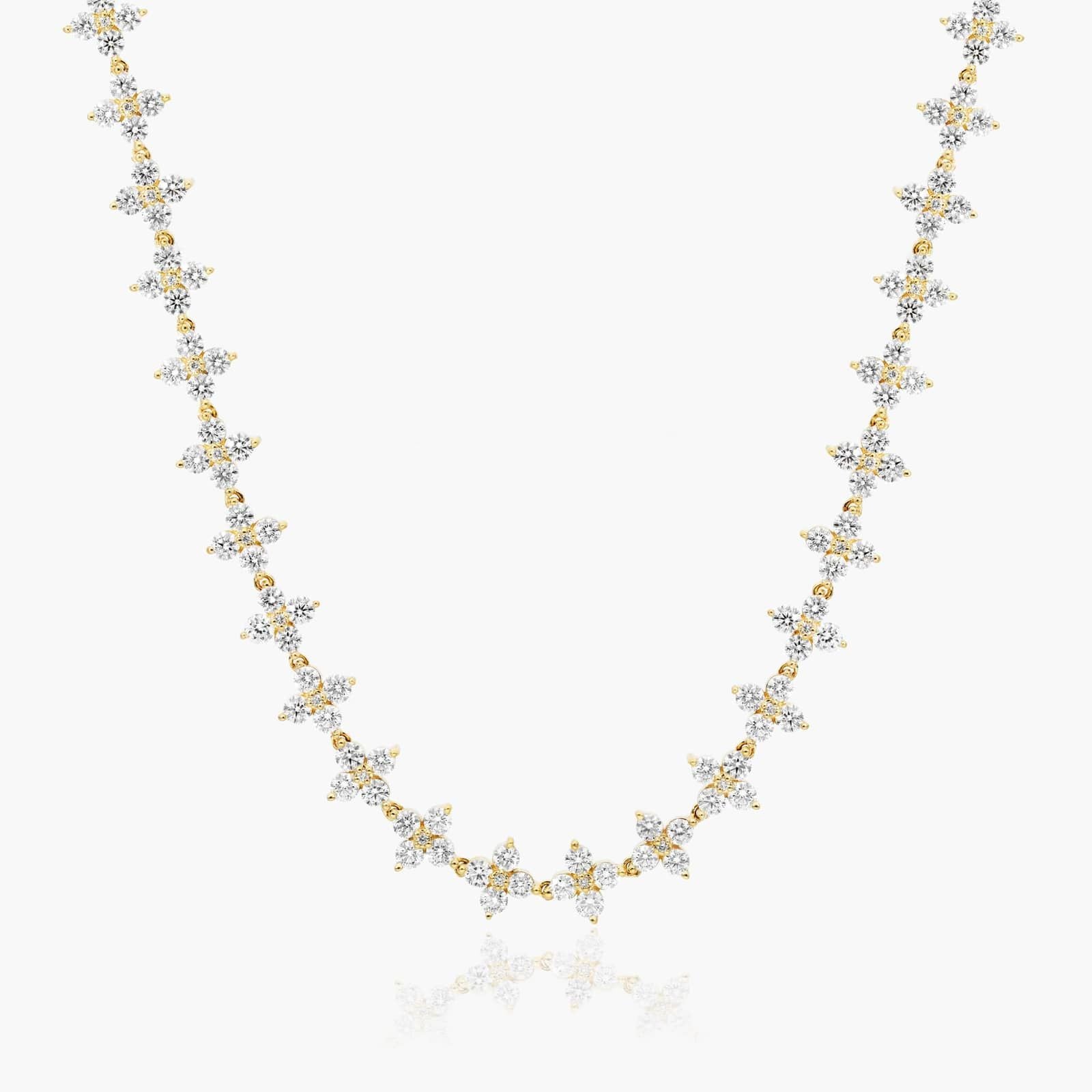14K Yellow Gold Blossom Lab-Grown Diamond Tennis Necklace (7.00 CTW -  F-G /SI1-SI2)
