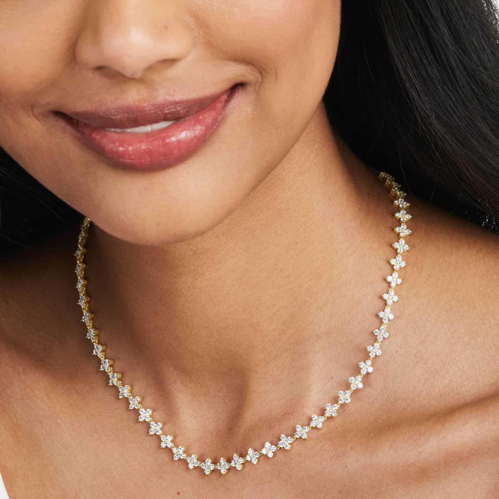 14K Yellow Gold Blossom Lab-Grown Diamond Tennis Necklace (7.00 CTW -  F-G /SI1-SI2)